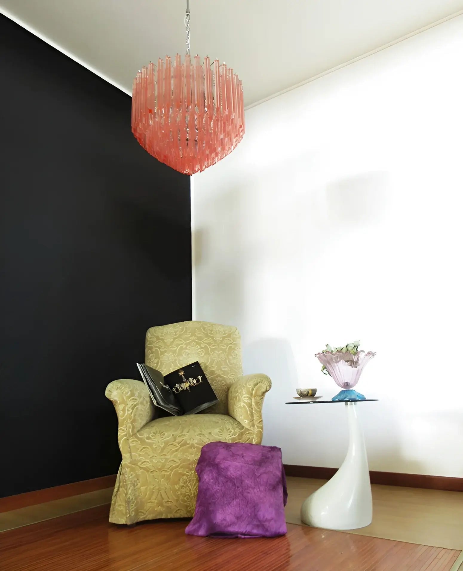 Aurora Chandelier Pink Glass Prisms Geometric - Blowlighting