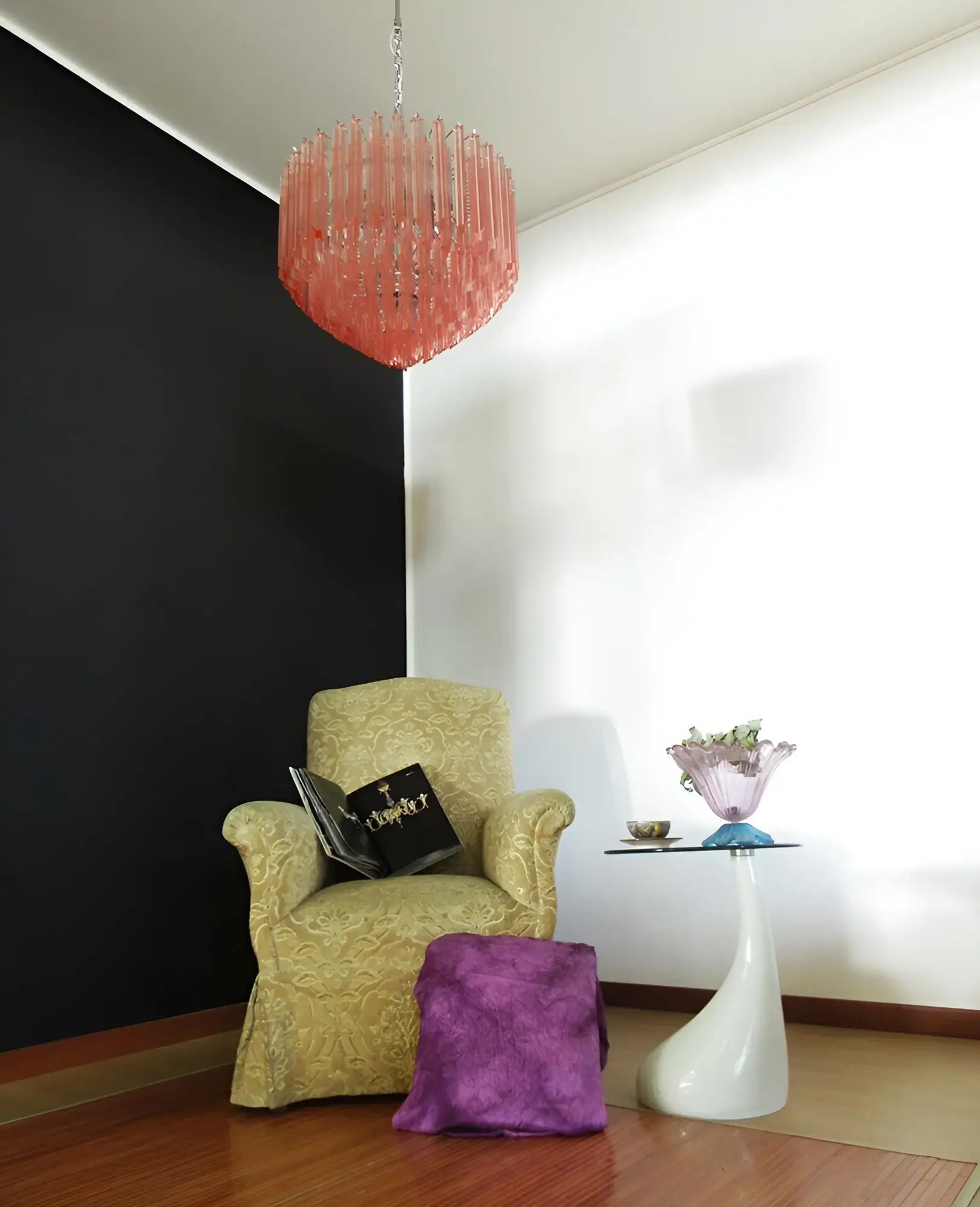 Aurora Chandelier Pink Glass Prisms Geometric - Blowlighting