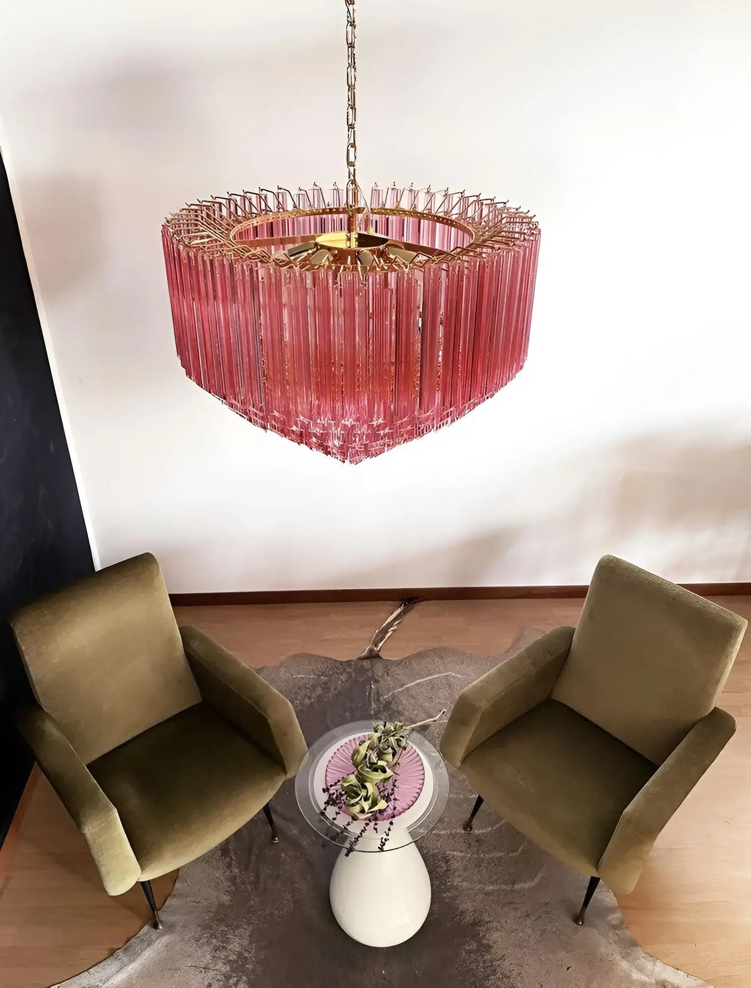Aurora Chandelier Pink Glass Prisms Geometric - Blowlighting