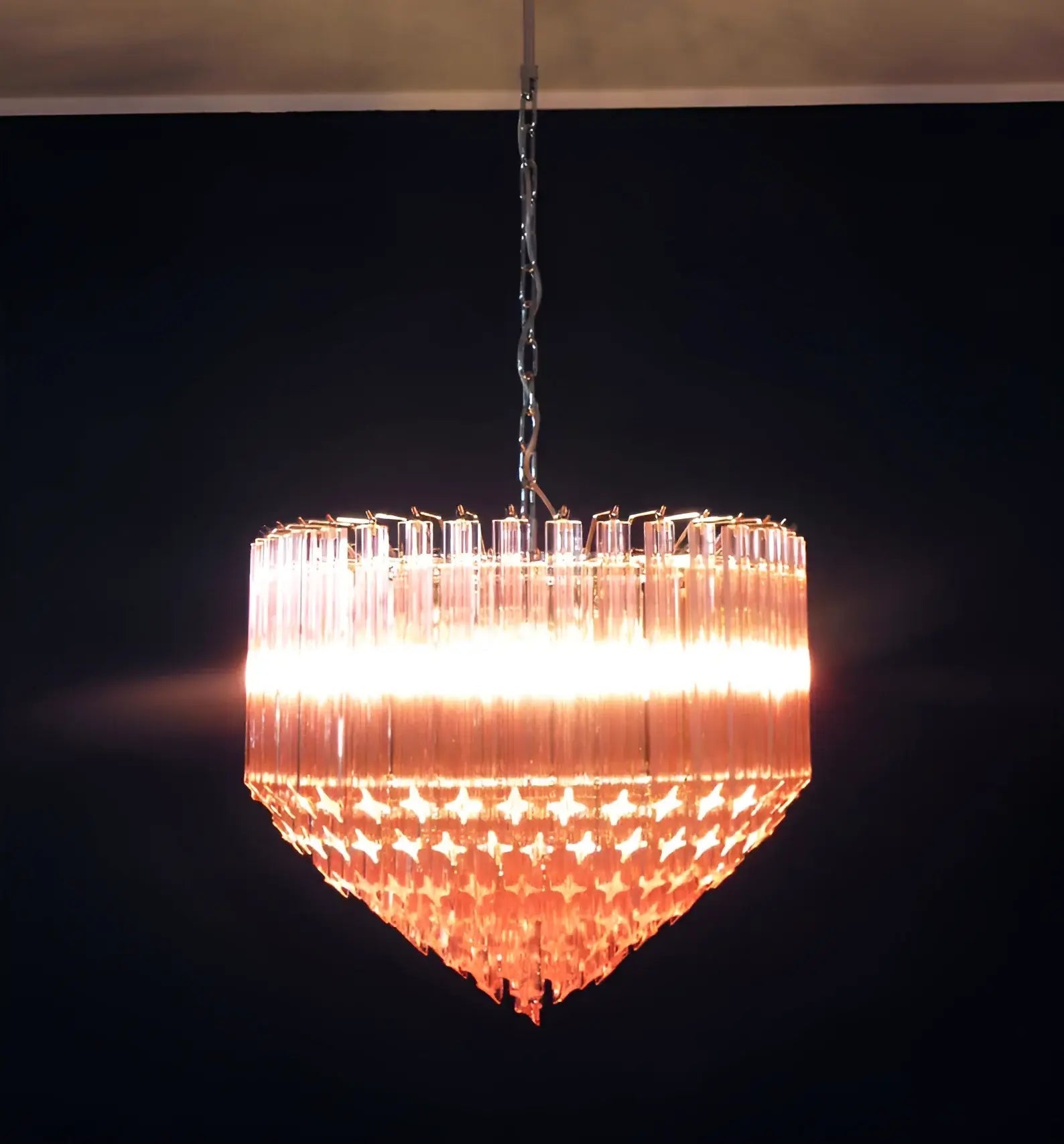 Aurora Chandelier Pink Glass Prisms Geometric - Blowlighting
