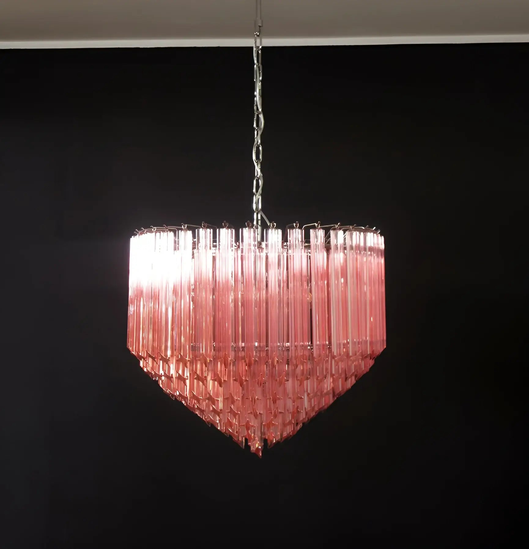 Aurora Chandelier Pink Glass Prisms Geometric - Blowlighting