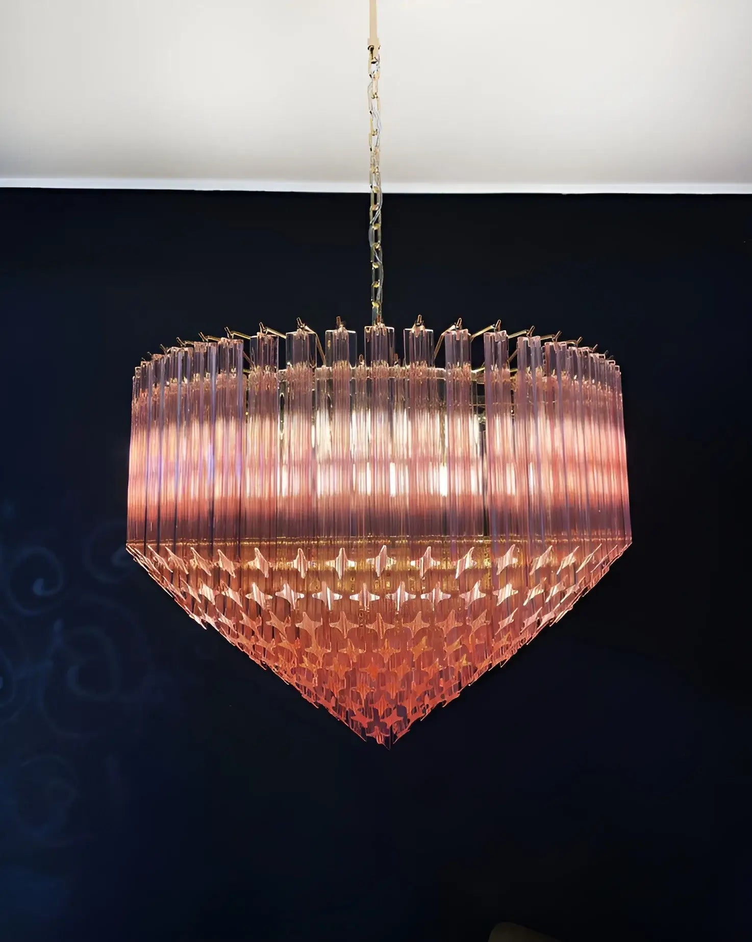 Aurora Chandelier Pink Glass Prisms Geometric - Blowlighting