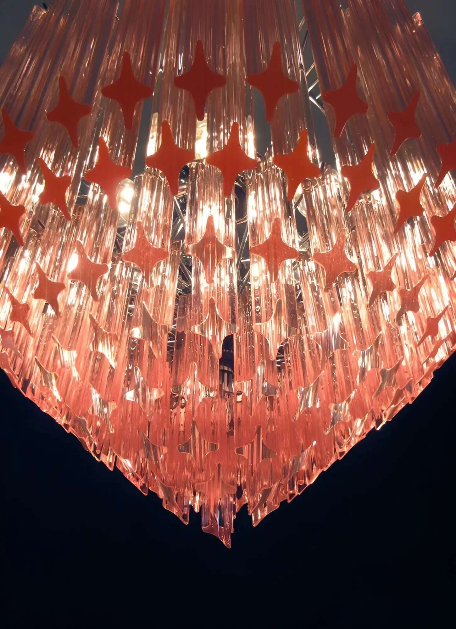 Aurora Chandelier Pink Glass Prisms Geometric - Blowlighting