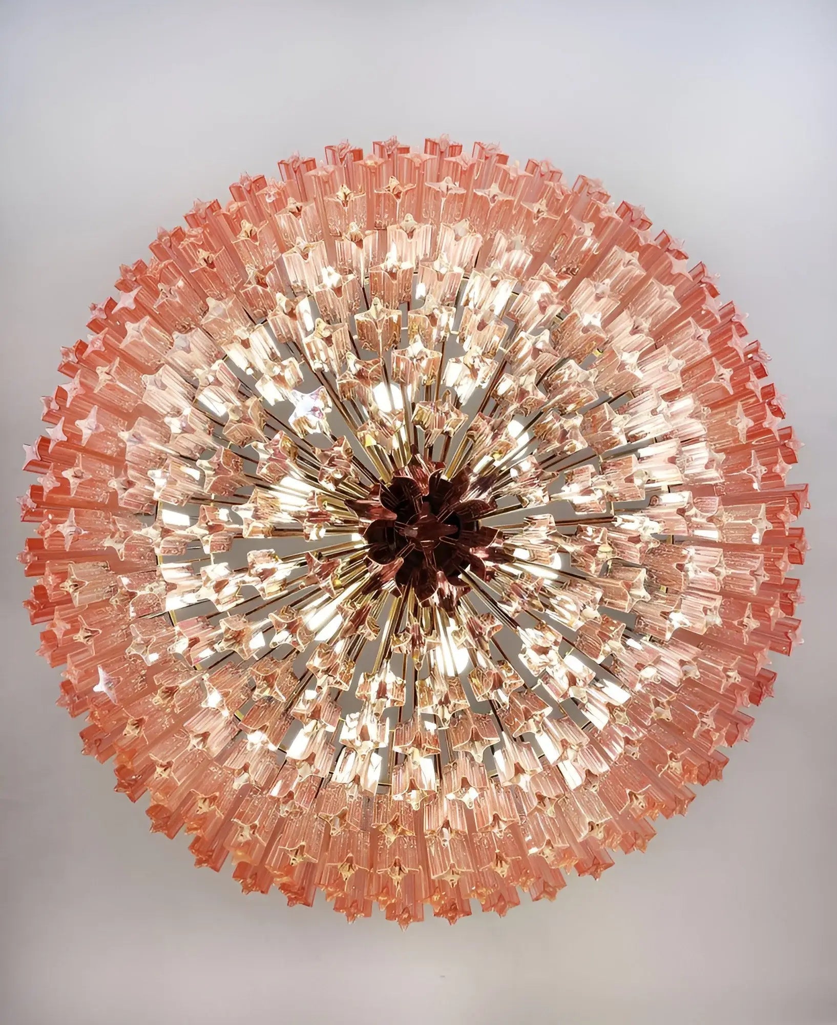 Aurora Chandelier Pink Glass Prisms Geometric - Blowlighting