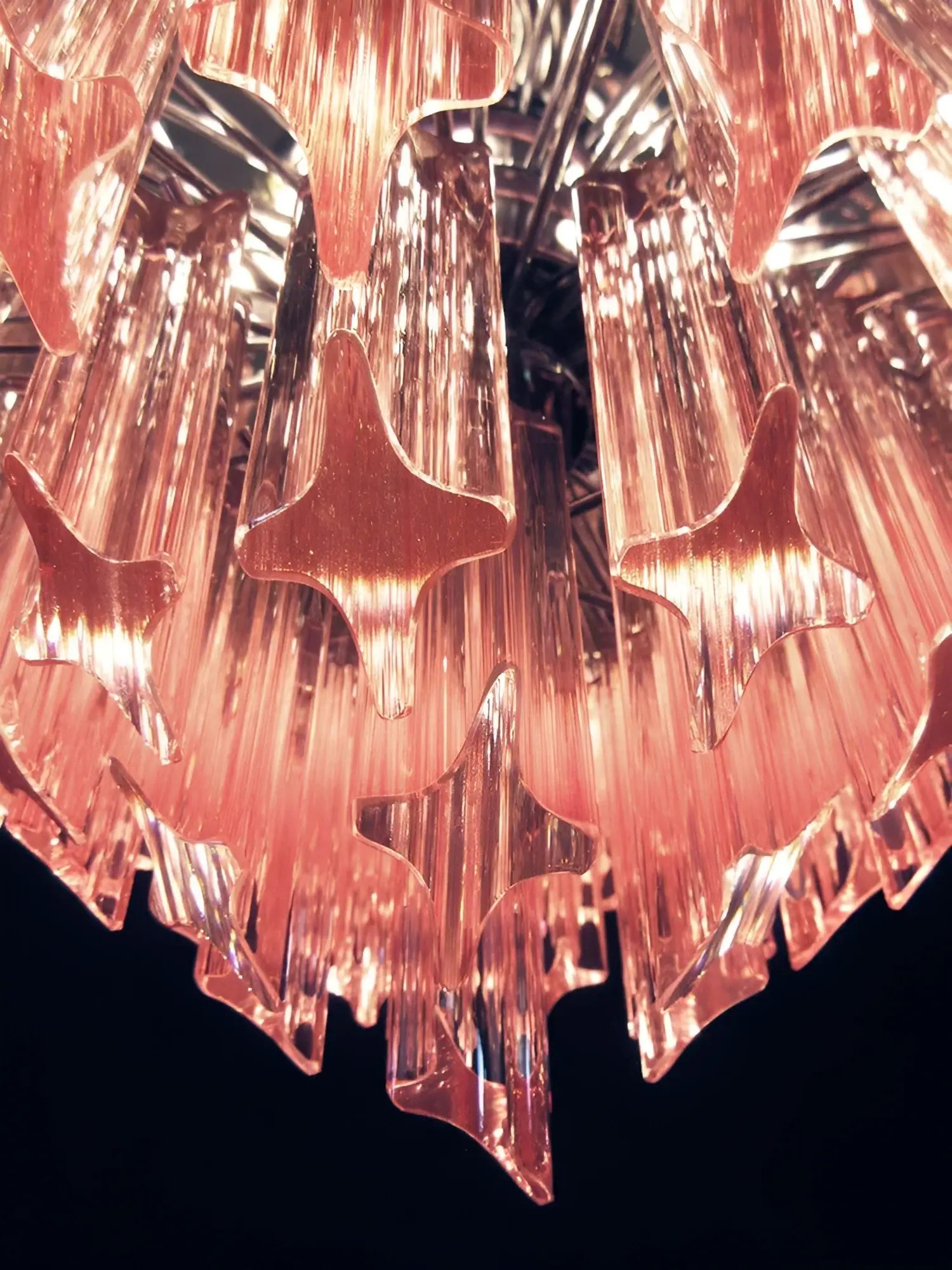 Aurora Chandelier Pink Glass Prisms Geometric - Blowlighting