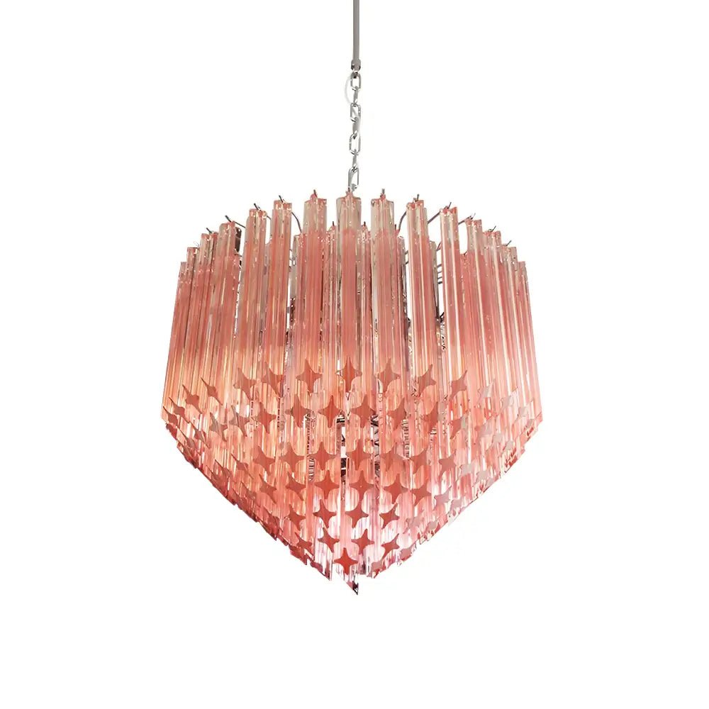 Aurora Chandelier Pink Glass Prisms Geometric - Blowlighting
