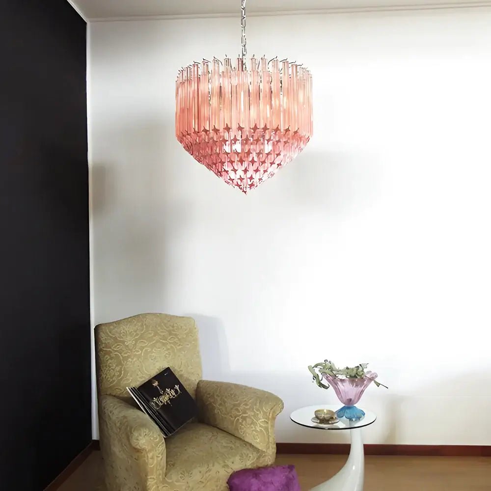 Aurora Chandelier Pink Glass Prisms Geometric - Blowlighting