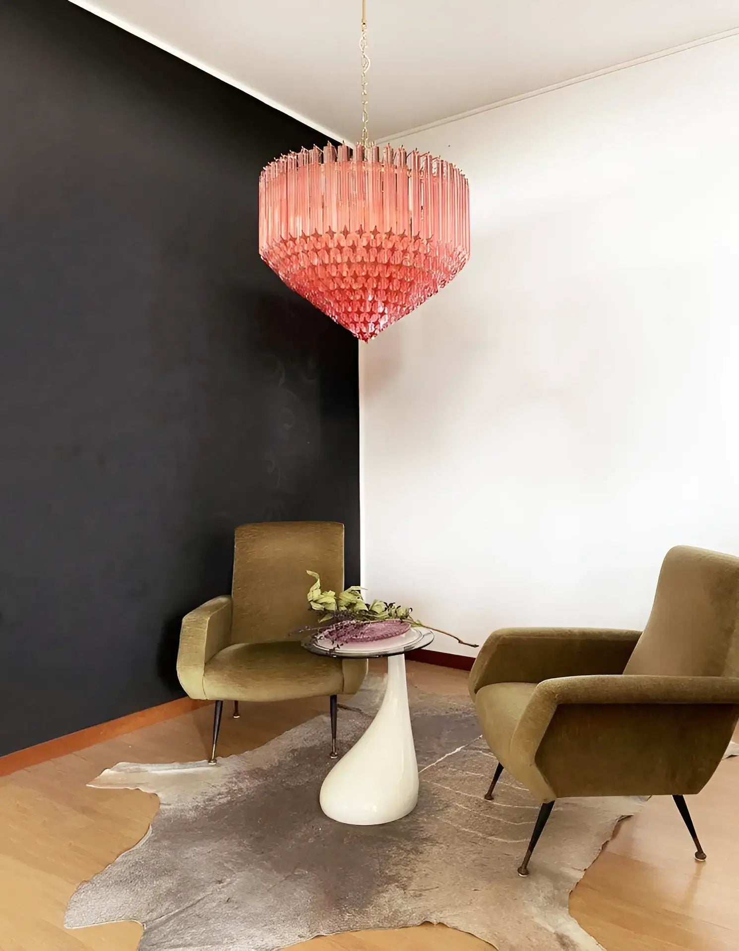 Aurora Chandelier Pink Glass Prisms Geometric - Blowlighting