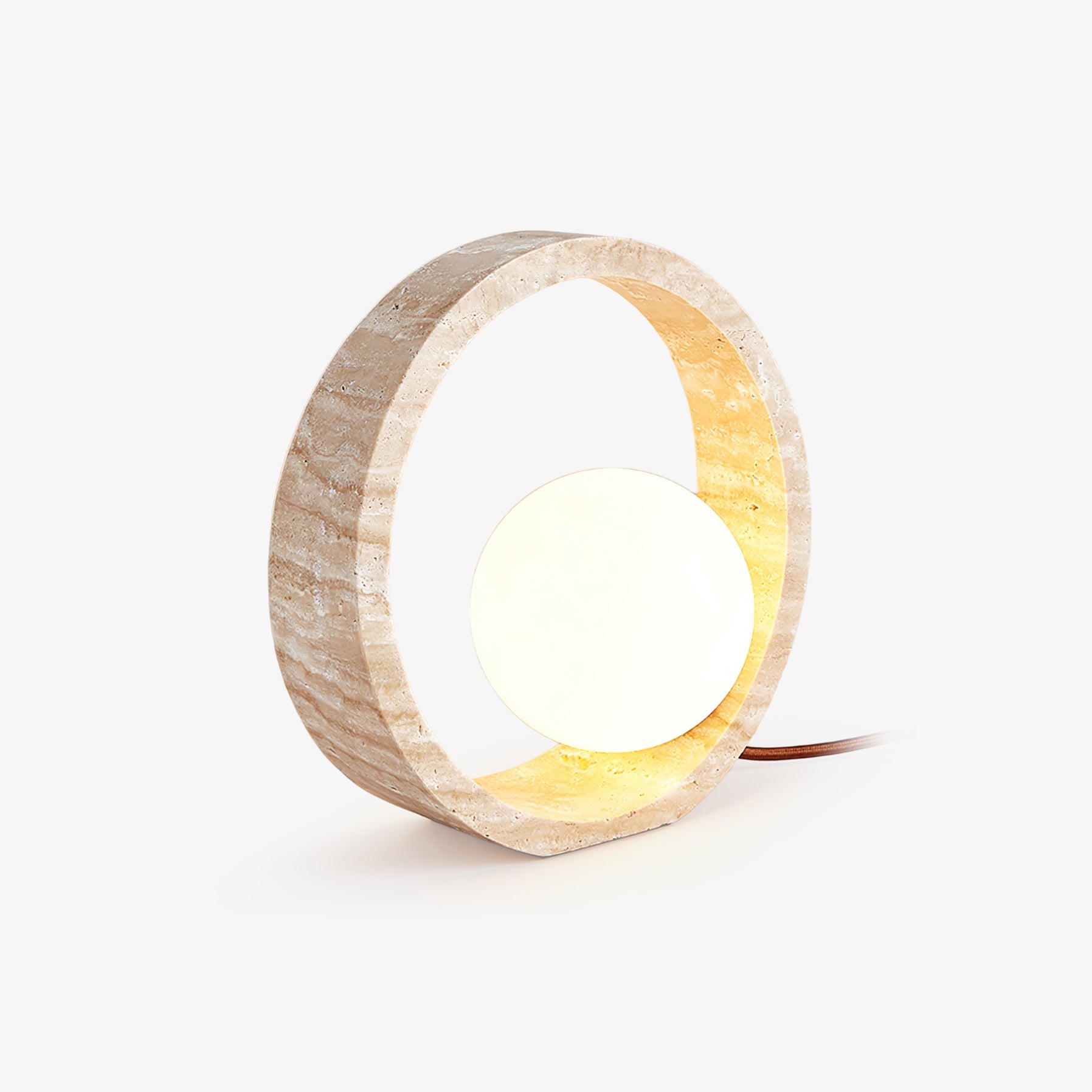 Orzore Circular Travertine Table Lamp - Blowlighting