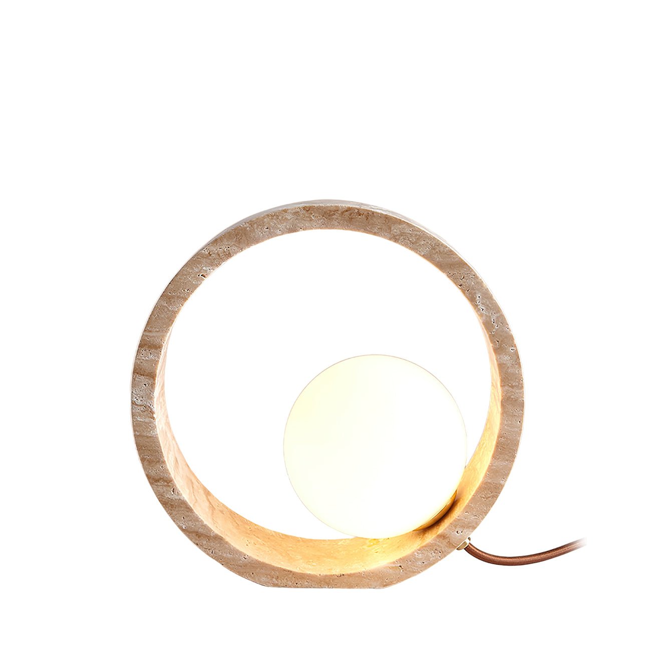 Orzore Circular Travertine Table Lamp - Blowlighting