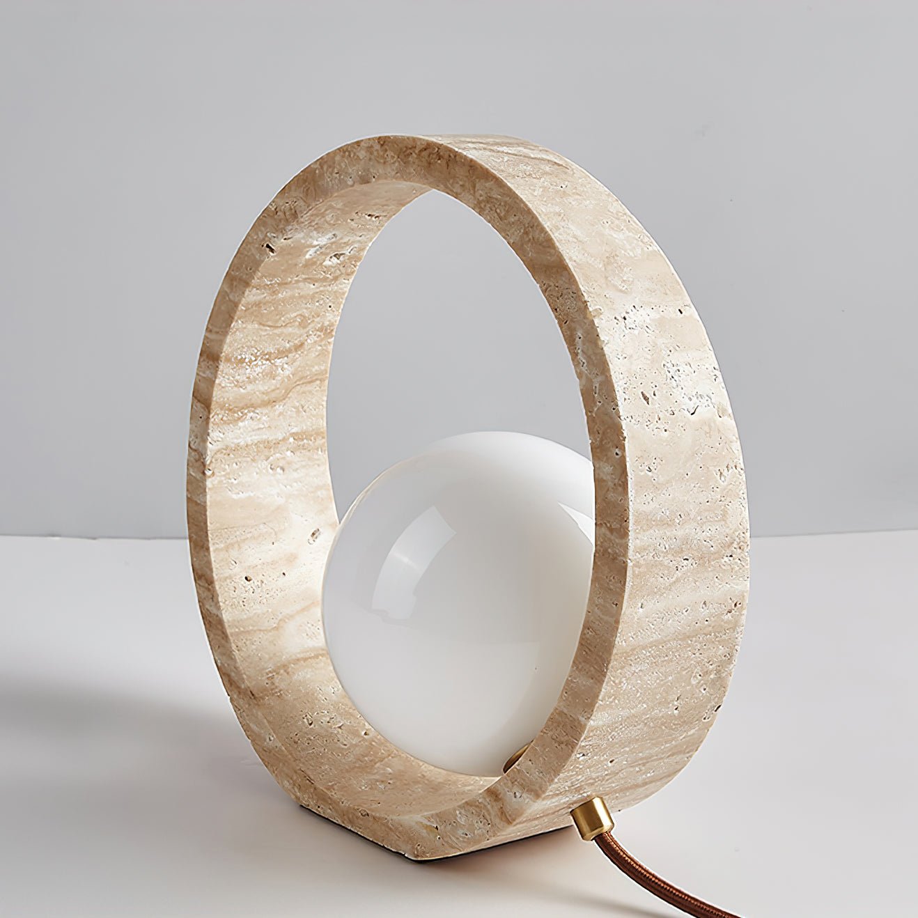 Orzore Circular Travertine Table Lamp - Blowlighting