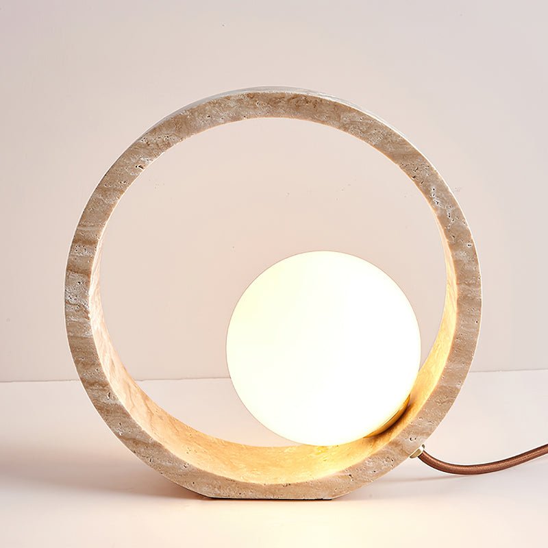 Orzore Circular Travertine Table Lamp - Blowlighting