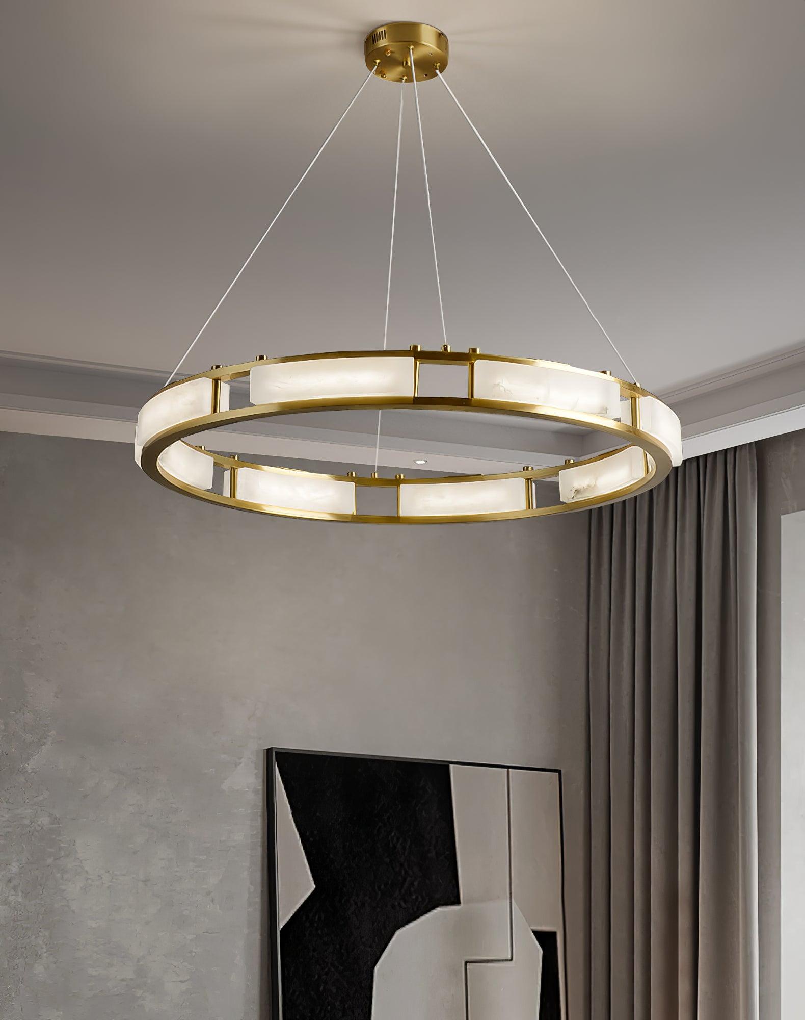 Symiria Minimalist Alabaster Ring Pendant Light - Blowlighting