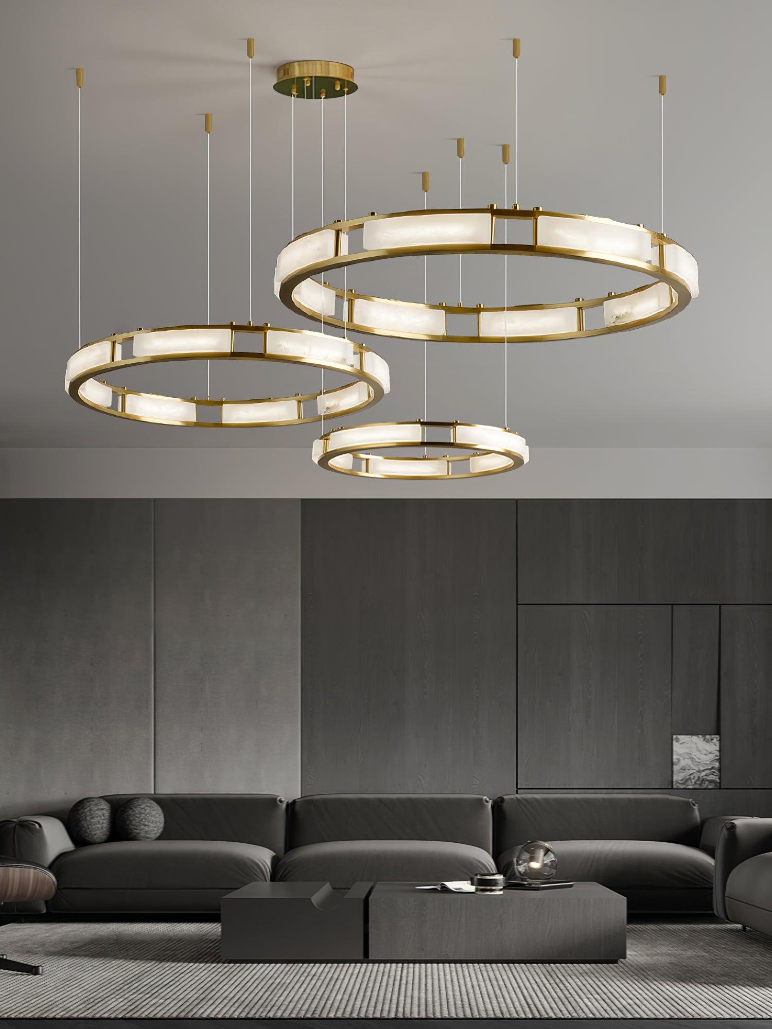 Symiria Minimalist Alabaster Ring Pendant Light - Blowlighting