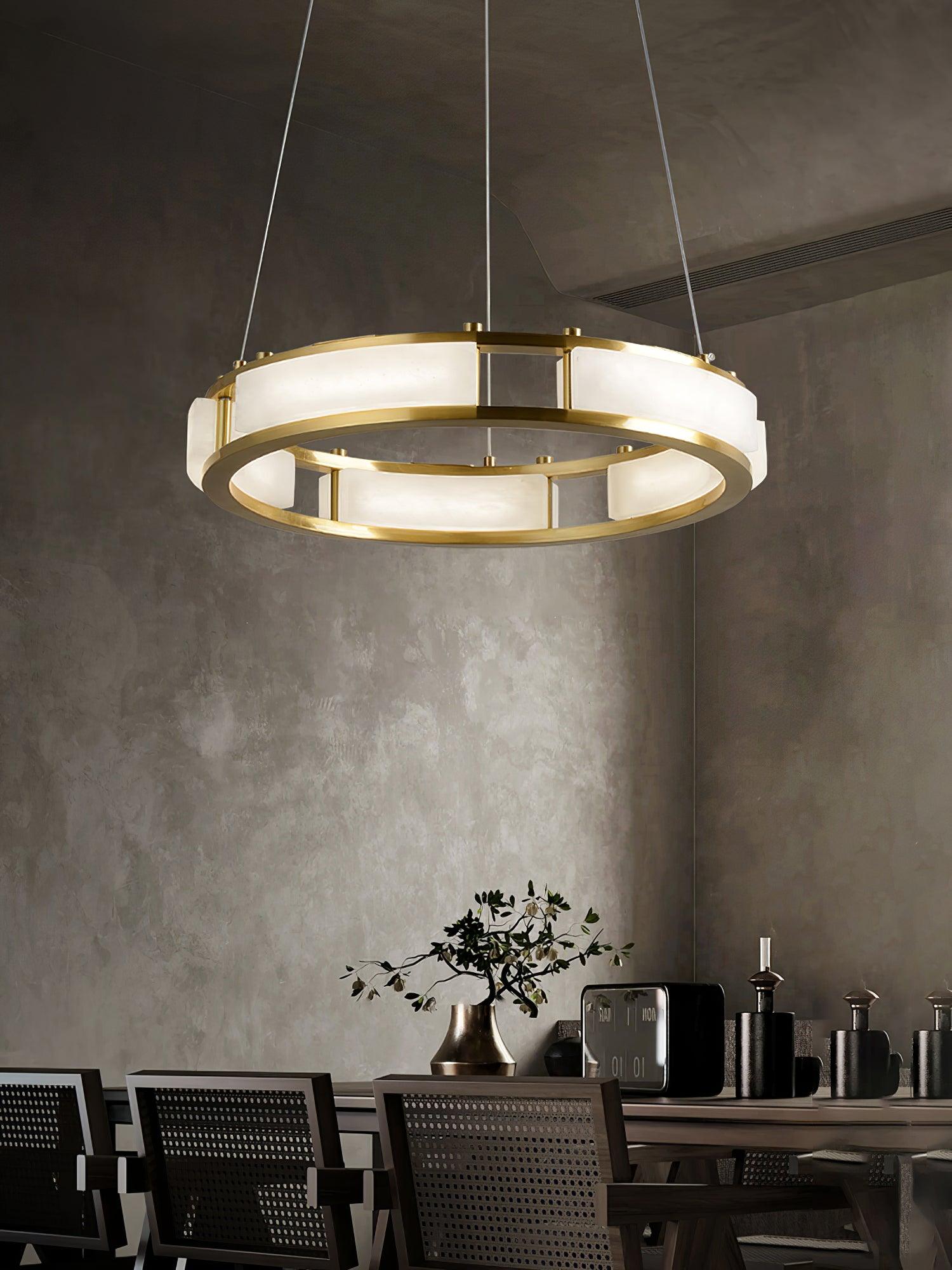 Symiria Minimalist Alabaster Ring Pendant Light - Blowlighting