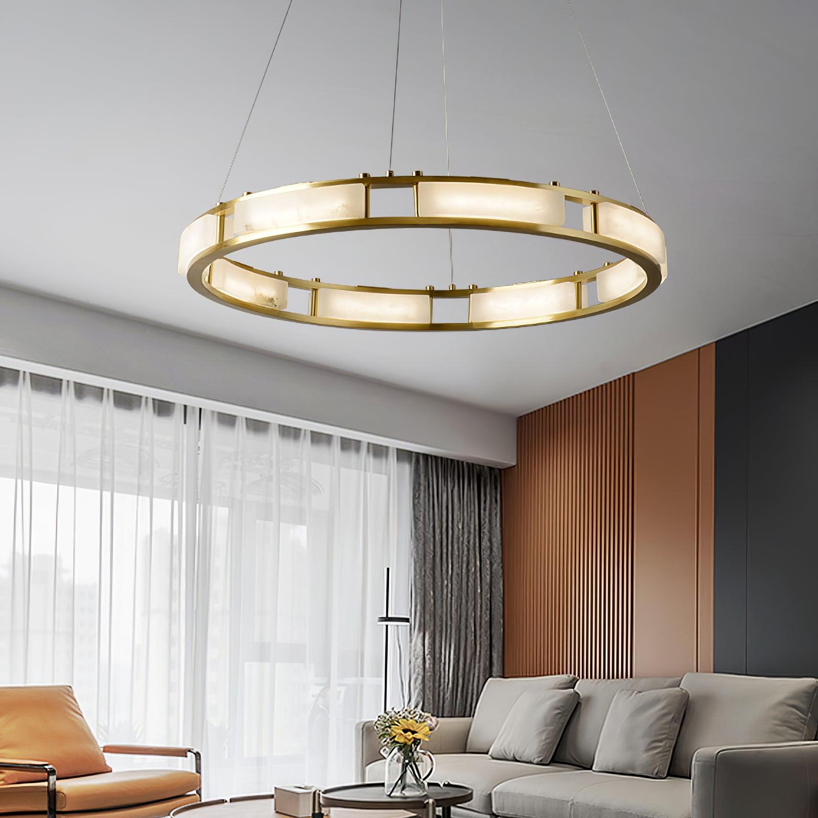 Symiria Minimalist Alabaster Ring Pendant Light - Blowlighting