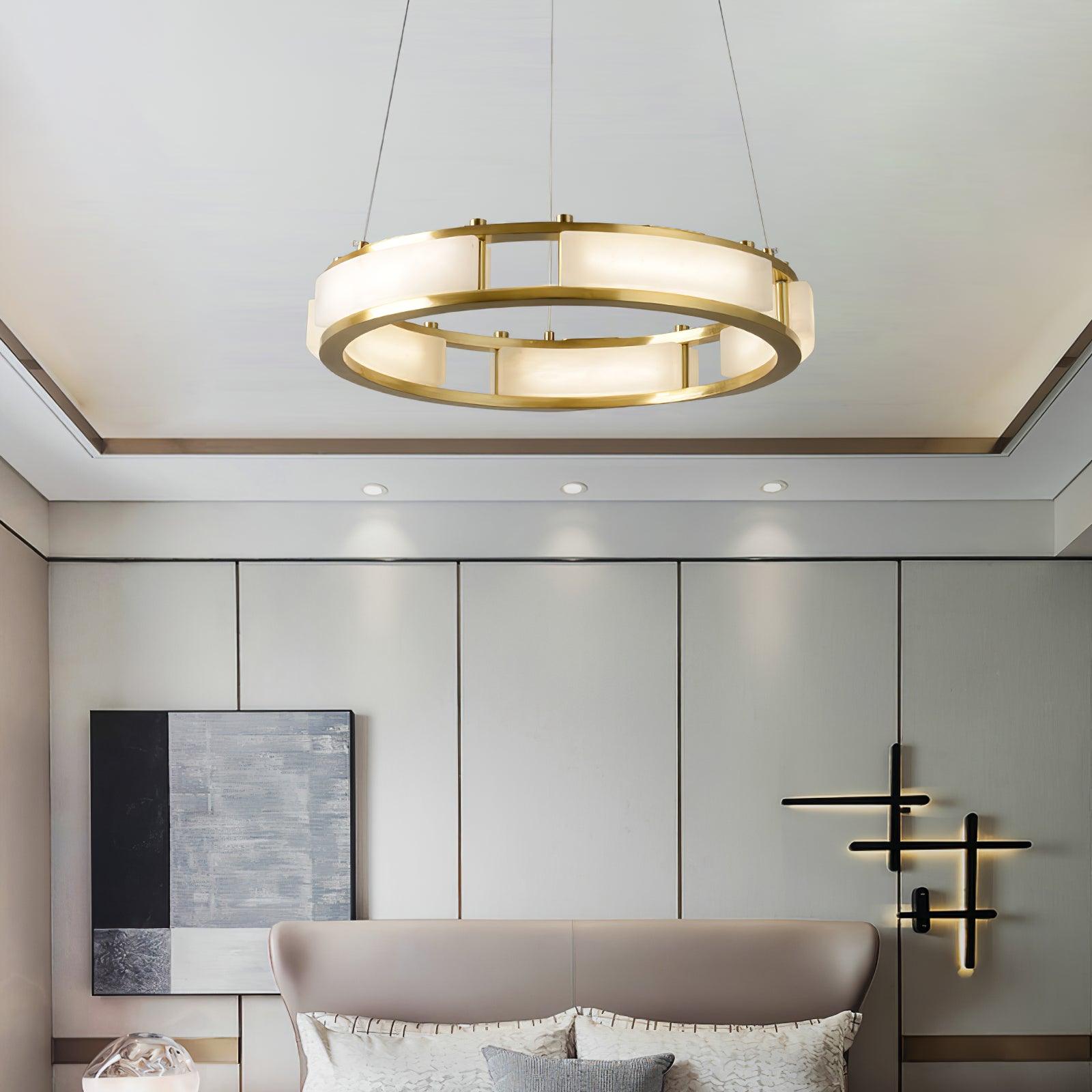 Symiria Minimalist Alabaster Ring Pendant Light - Blowlighting
