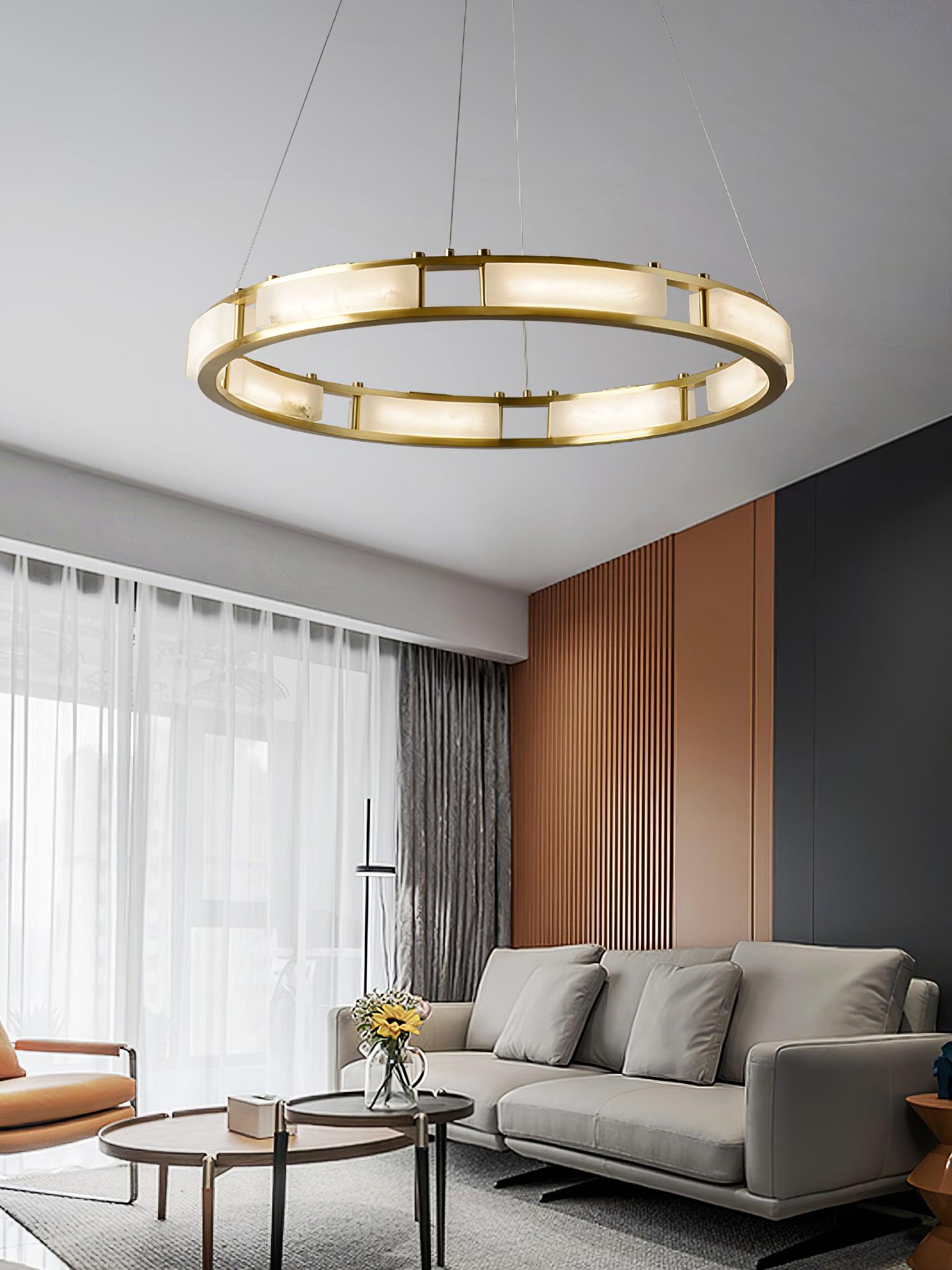 Symiria Minimalist Alabaster Ring Pendant Light - Blowlighting