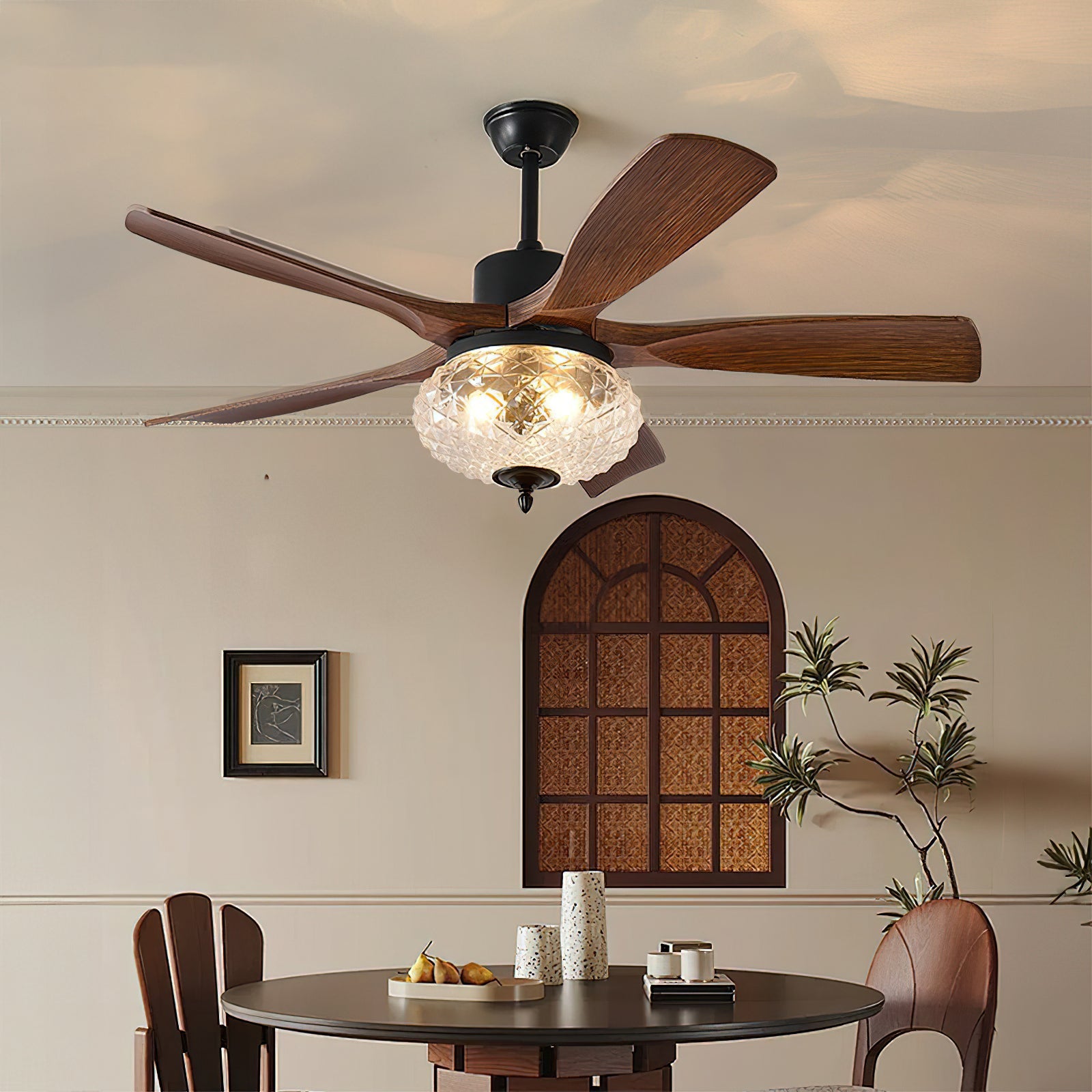 Radar Modern Wood Ceiling Fan Light
