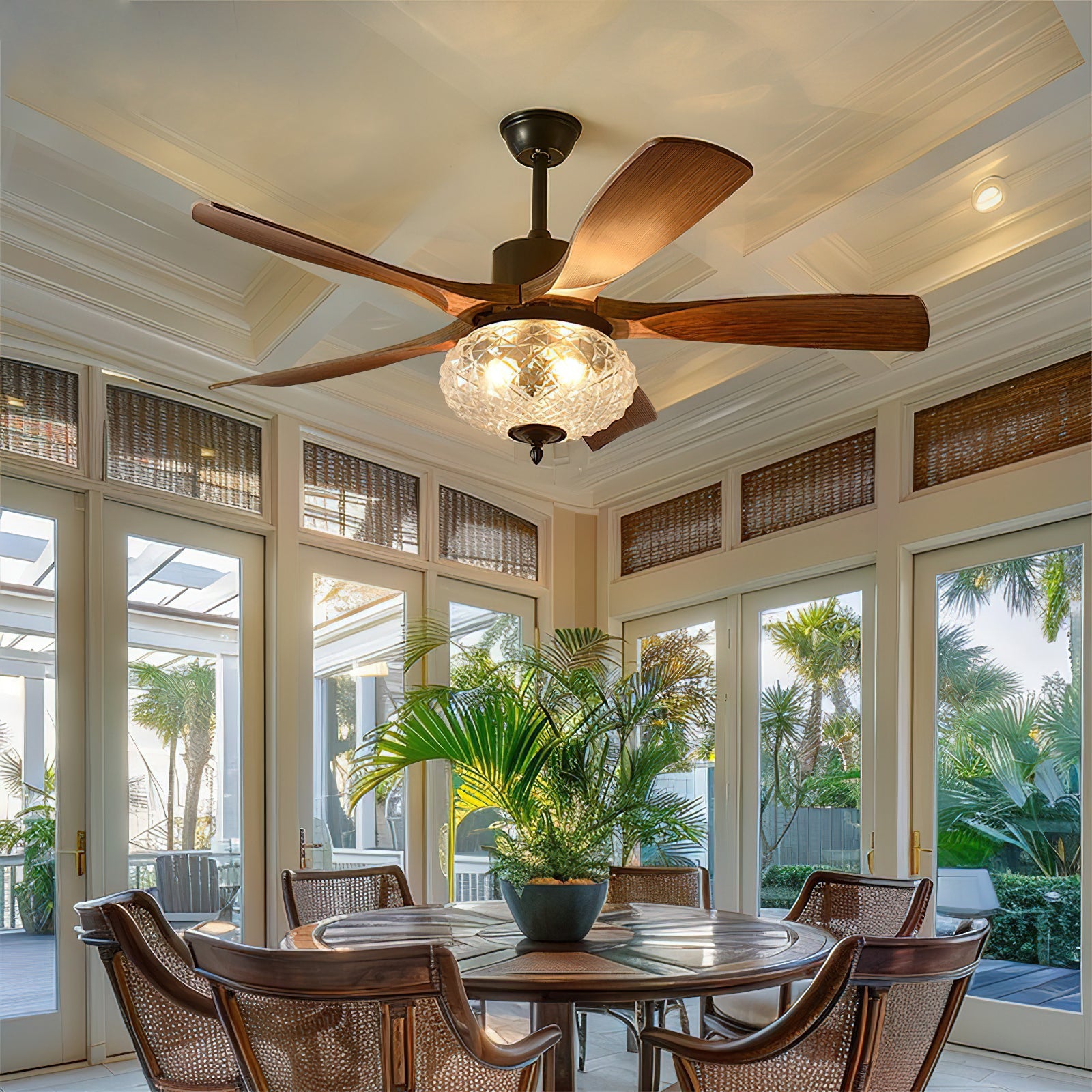 Radar Modern Wood Ceiling Fan Light