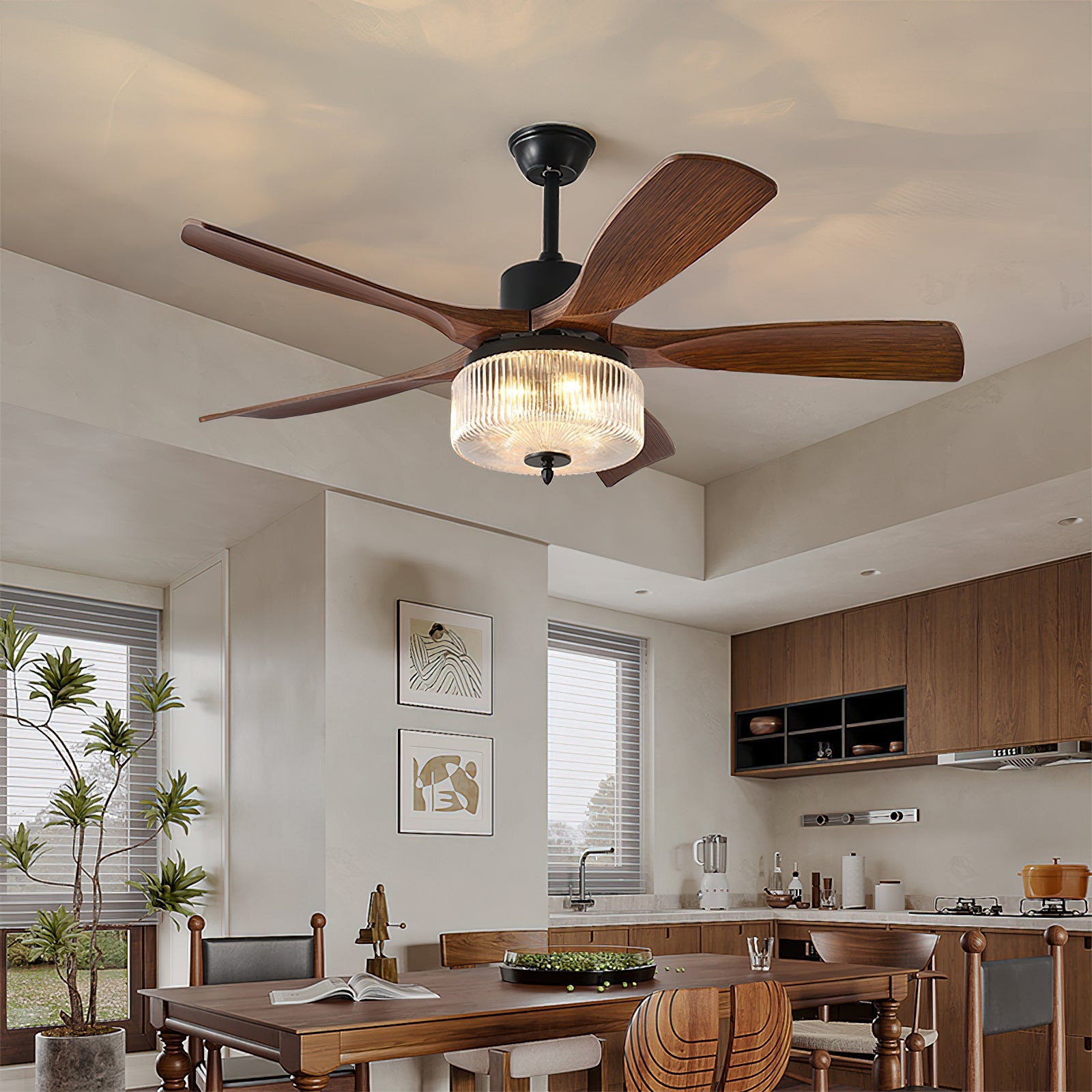 Radar Modern Wood Ceiling Fan Light