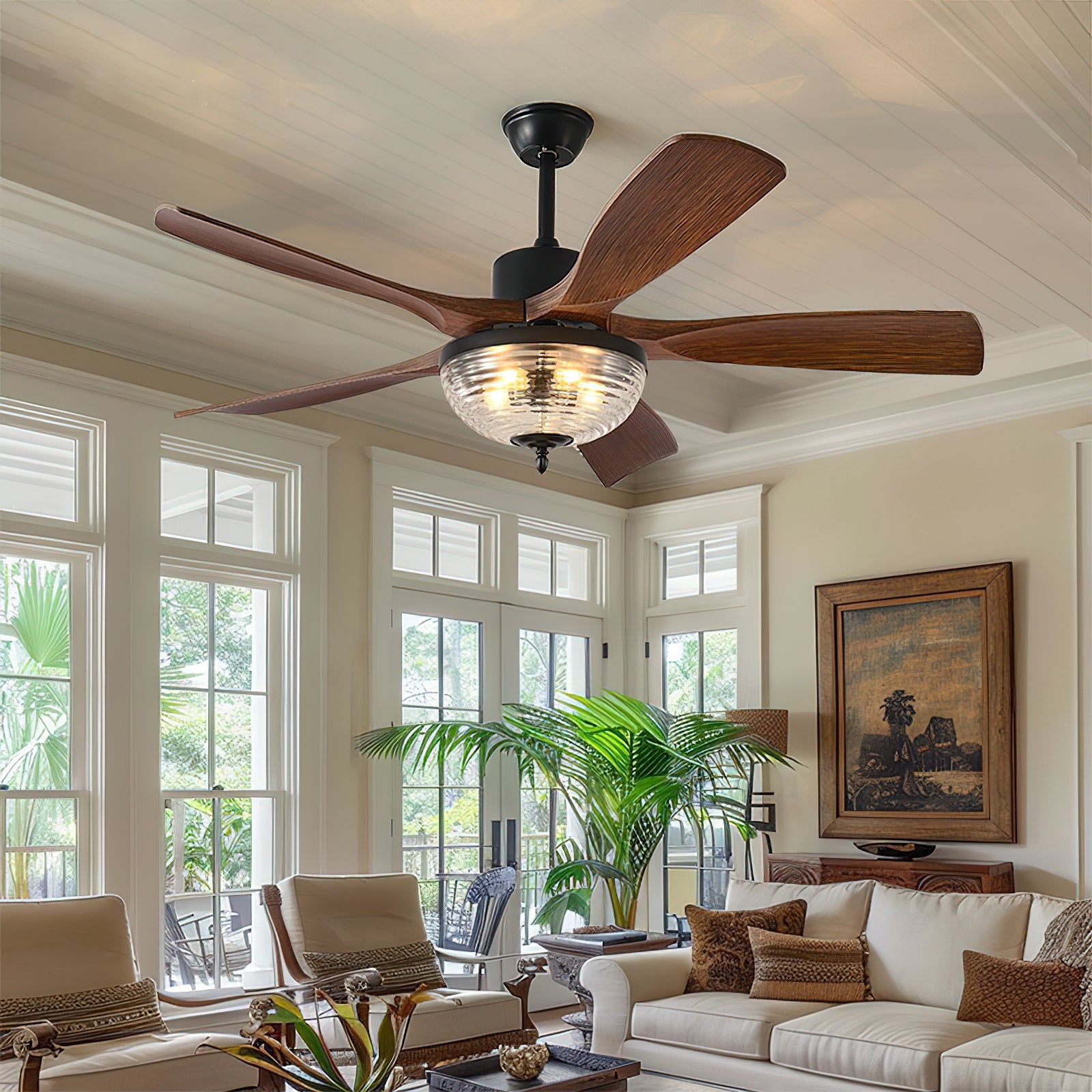 Radar Modern Wood Ceiling Fan Light