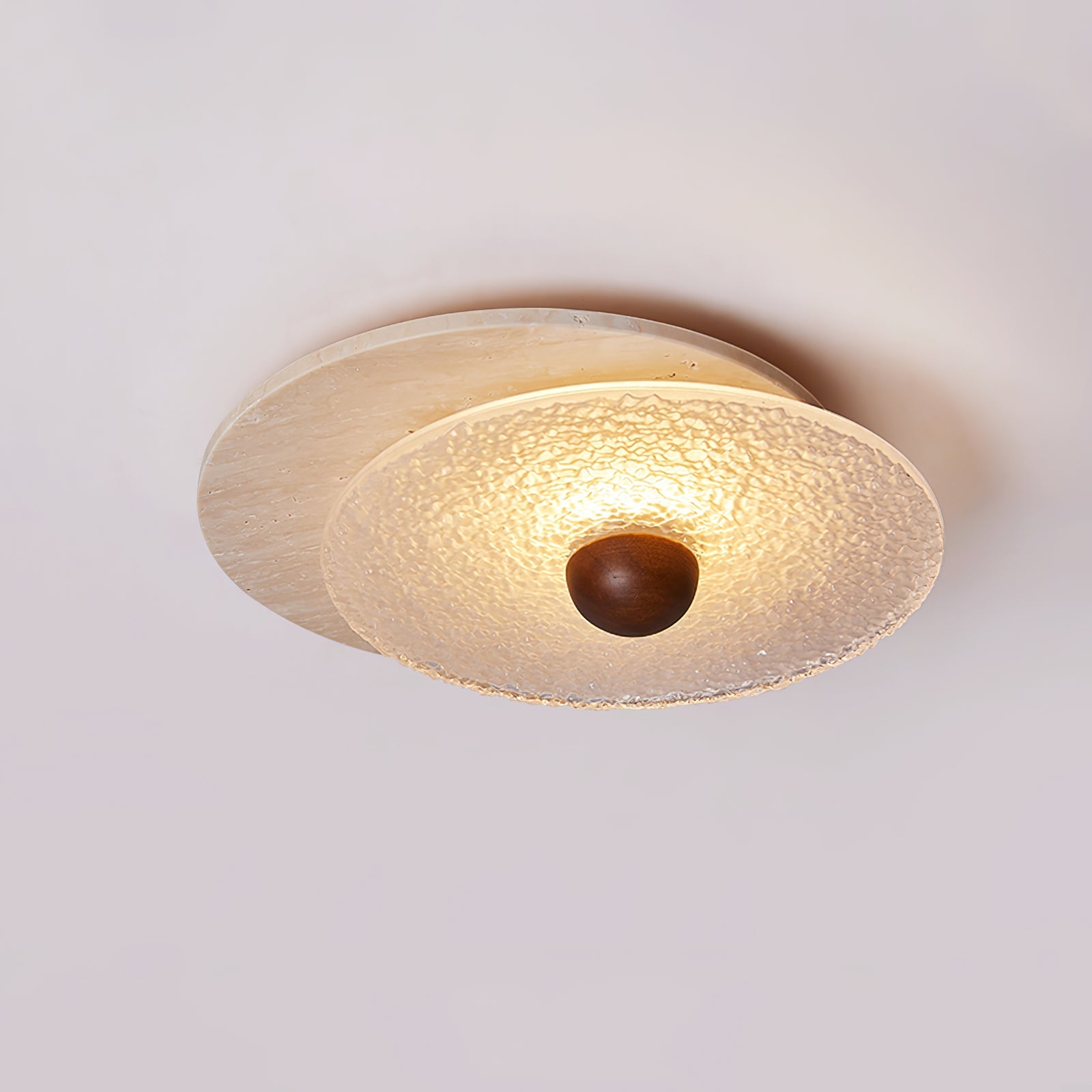 Orlora Circular Travertine Ceiling Light - Blowlighting