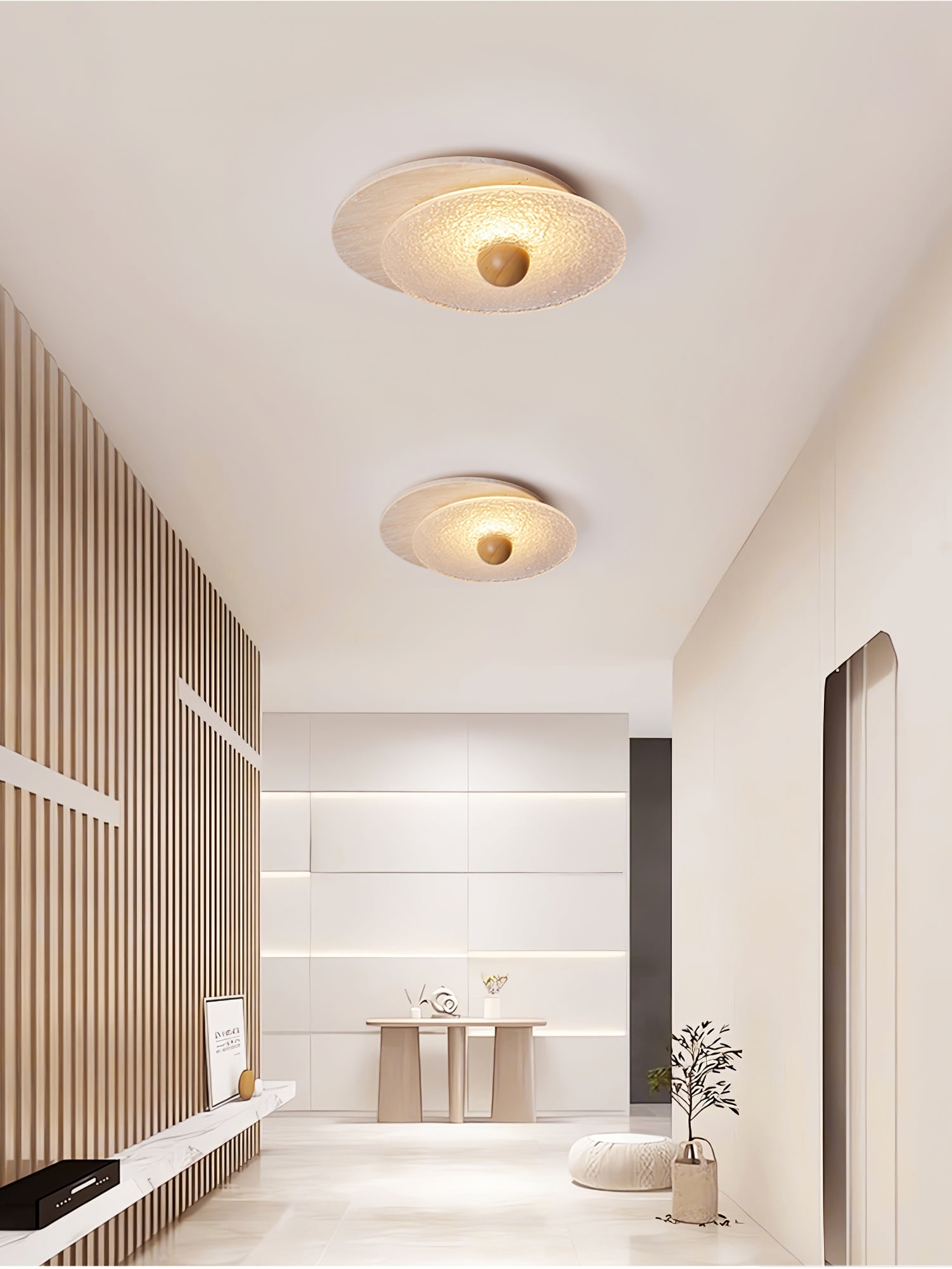 Orlora Circular Travertine Ceiling Light - Blowlighting