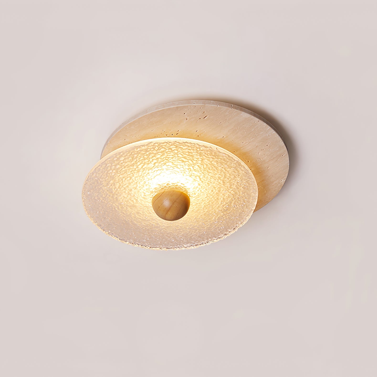 Orlora Circular Travertine Ceiling Light - Blowlighting