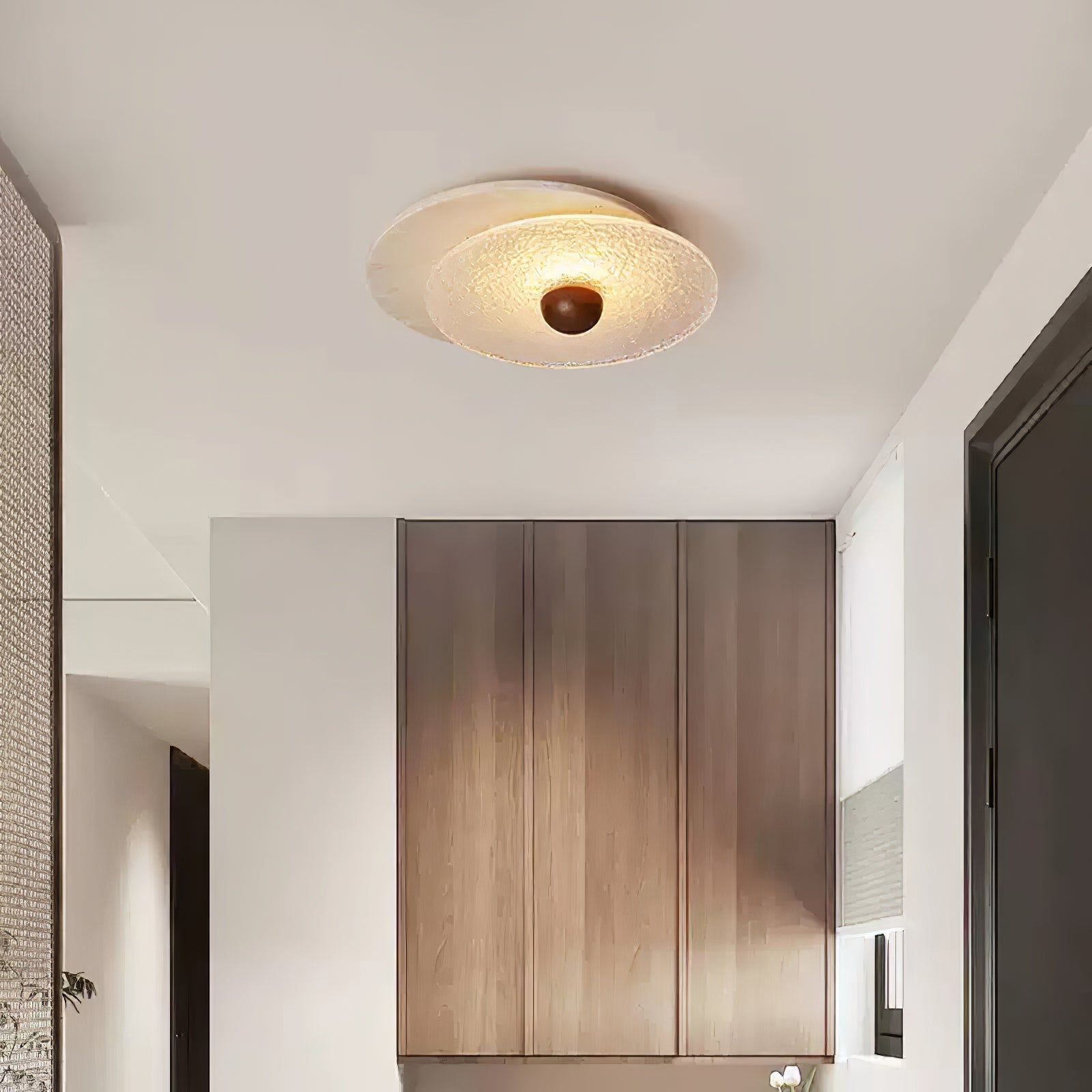 Orlora Circular Travertine Ceiling Light - Blowlighting