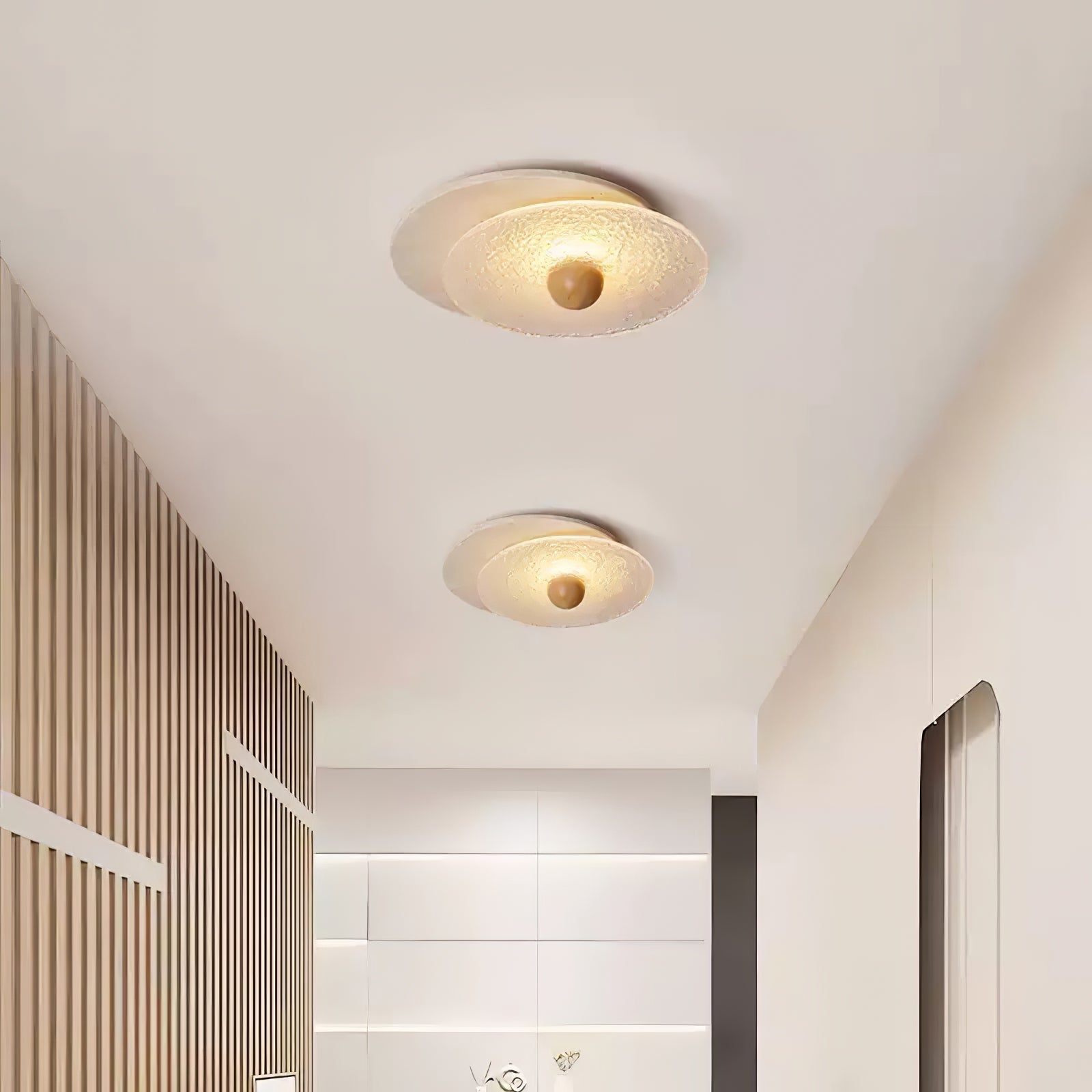 Orlora Circular Travertine Ceiling Light - Blowlighting