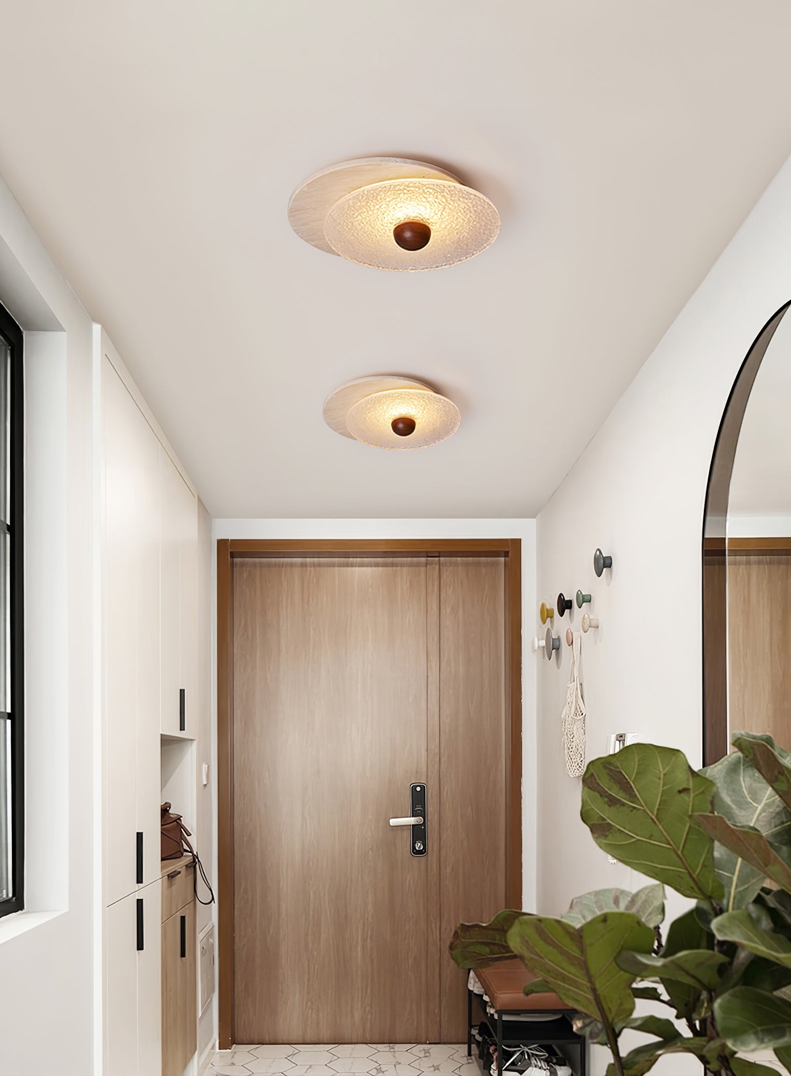 Orlora Circular Travertine Ceiling Light - Blowlighting