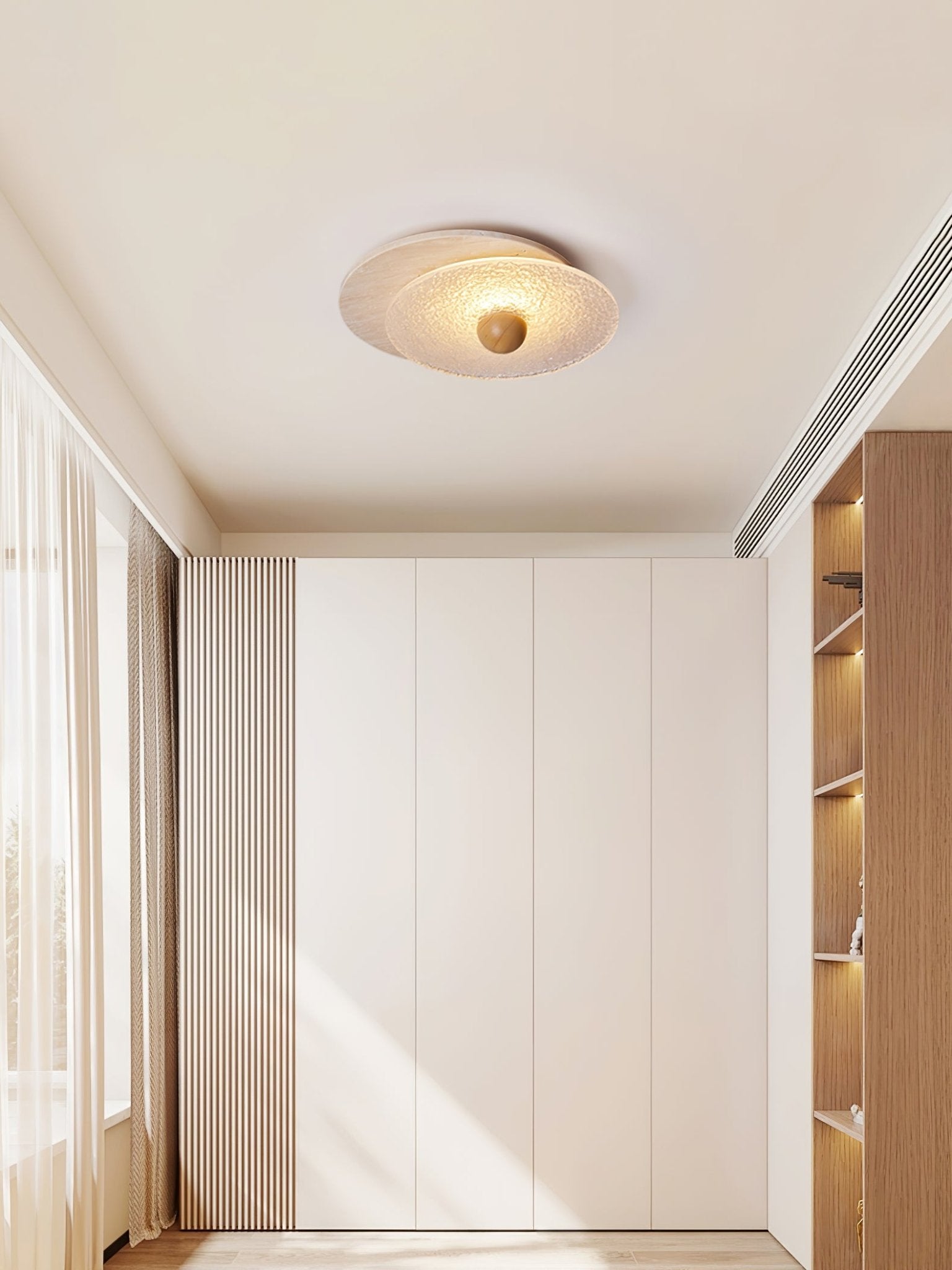 Orlora Circular Travertine Ceiling Light - Blowlighting