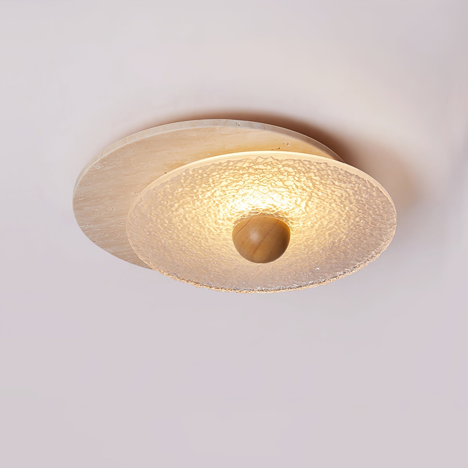 Orlora Circular Travertine Ceiling Light - Blowlighting