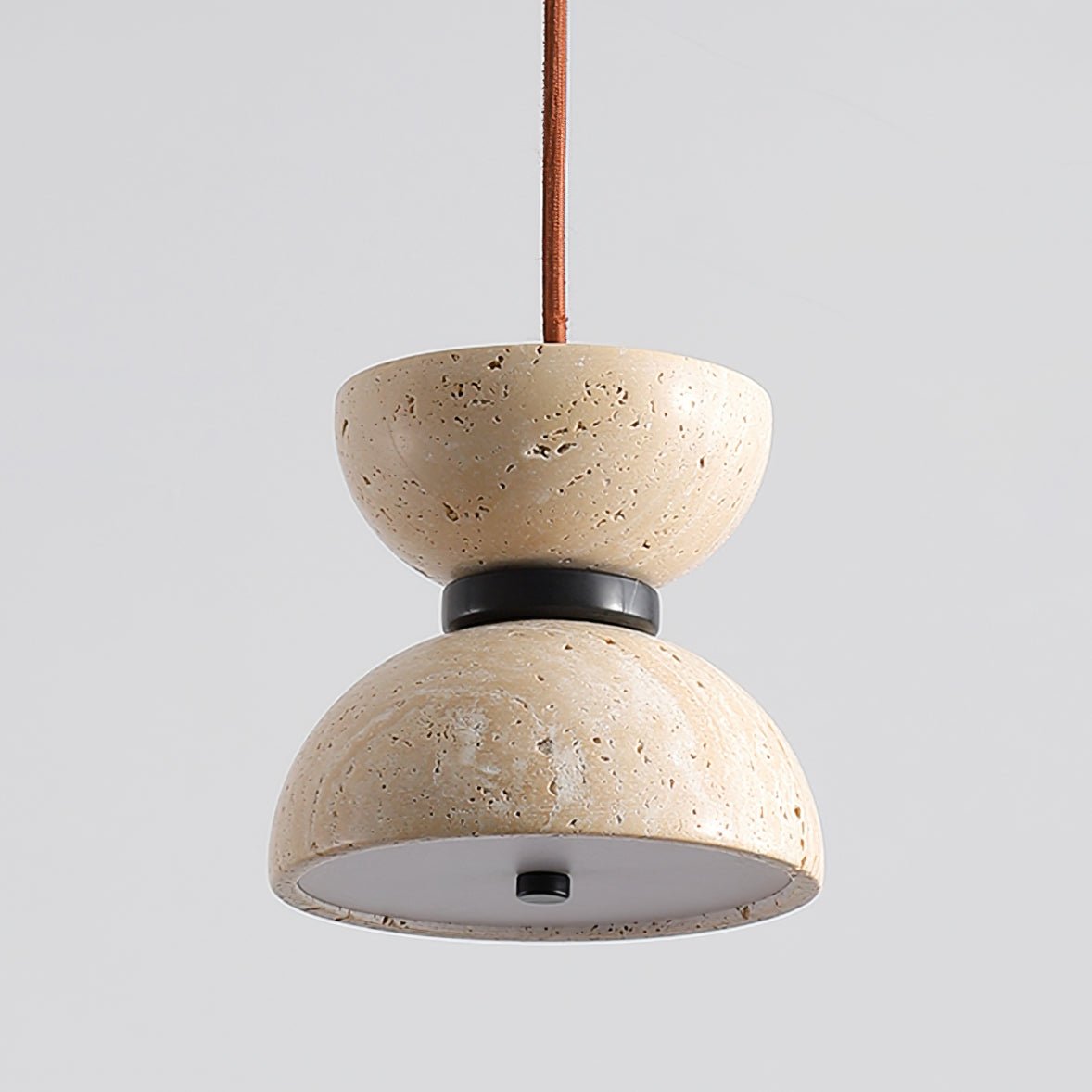 Tersus Travertine Hourglass Pendant Light Double-dome - Blowlighting
