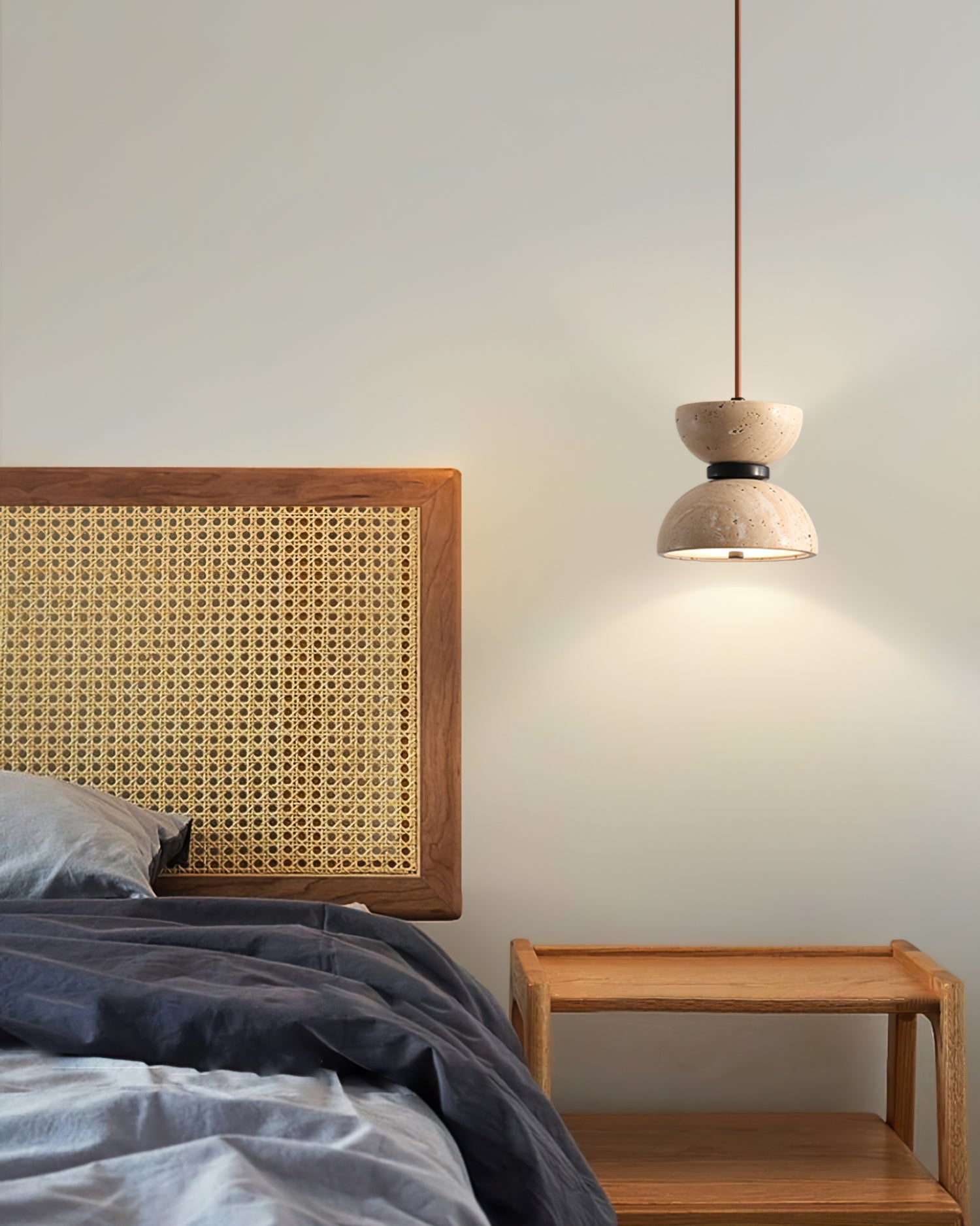Tersus Travertine Hourglass Pendant Light Double-dome - Blowlighting