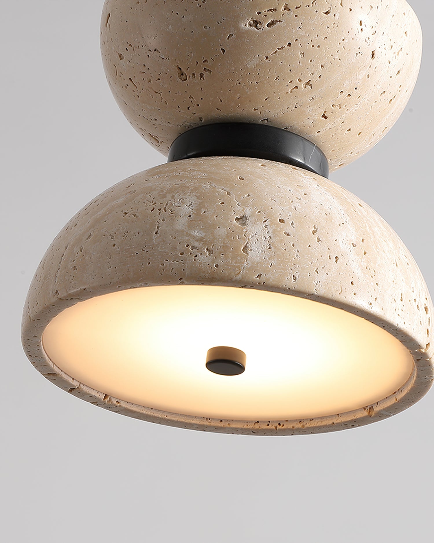 Tersus Travertine Hourglass Pendant Light Double-dome - Blowlighting