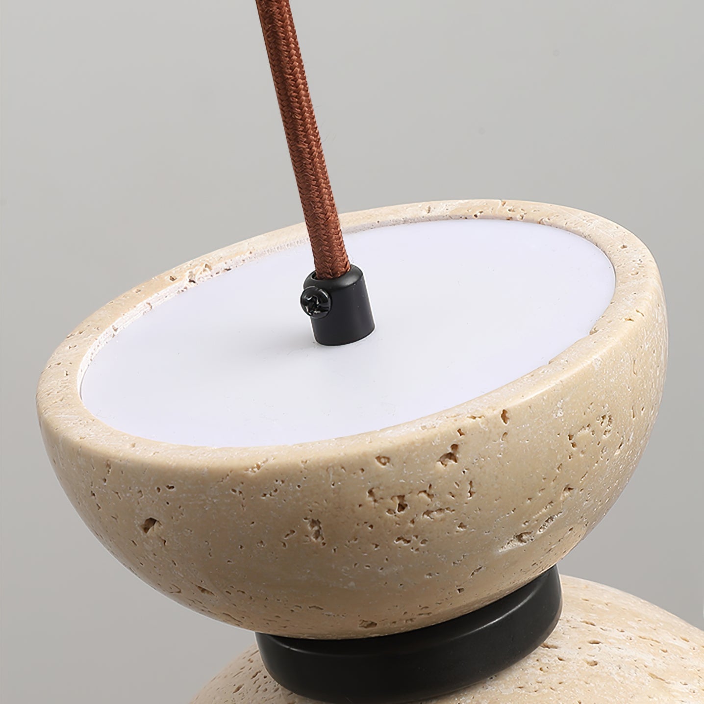 Tersus Travertine Hourglass Pendant Light Double-dome - Blowlighting
