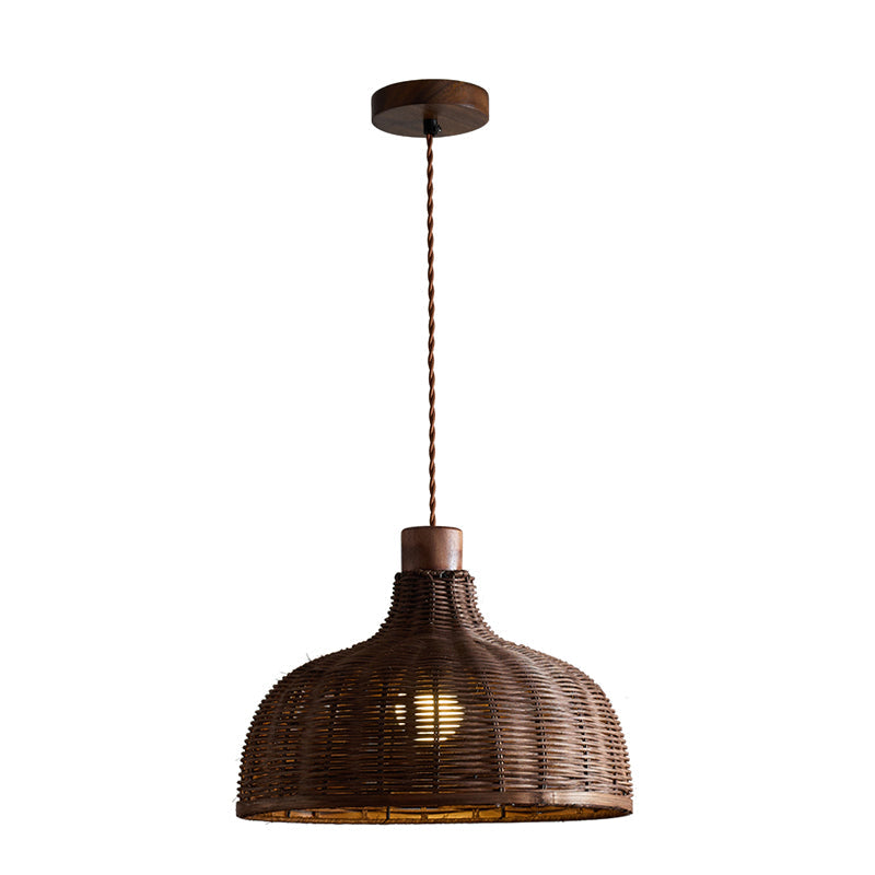 Lighting Rasa Pendant Light Brown Rattan Wabi-Sabi Bedroom | Blowlighting