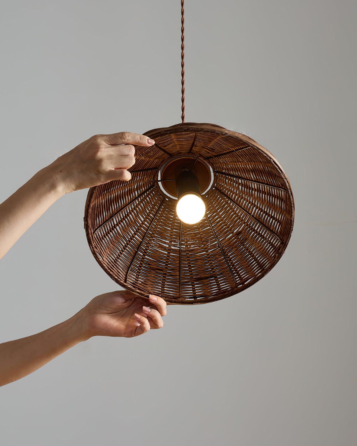 Lighting Rasa Pendant Light Brown Rattan Wabi-Sabi Bedroom | Blowlighting