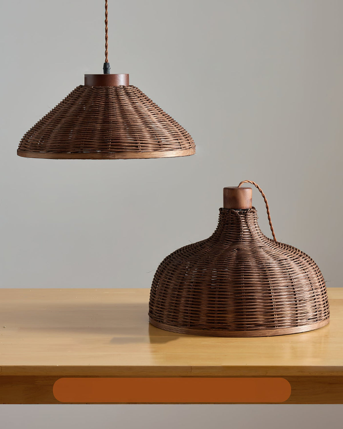 Lighting Rasa Pendant Light Brown Rattan Wabi-Sabi Bedroom | Blowlighting