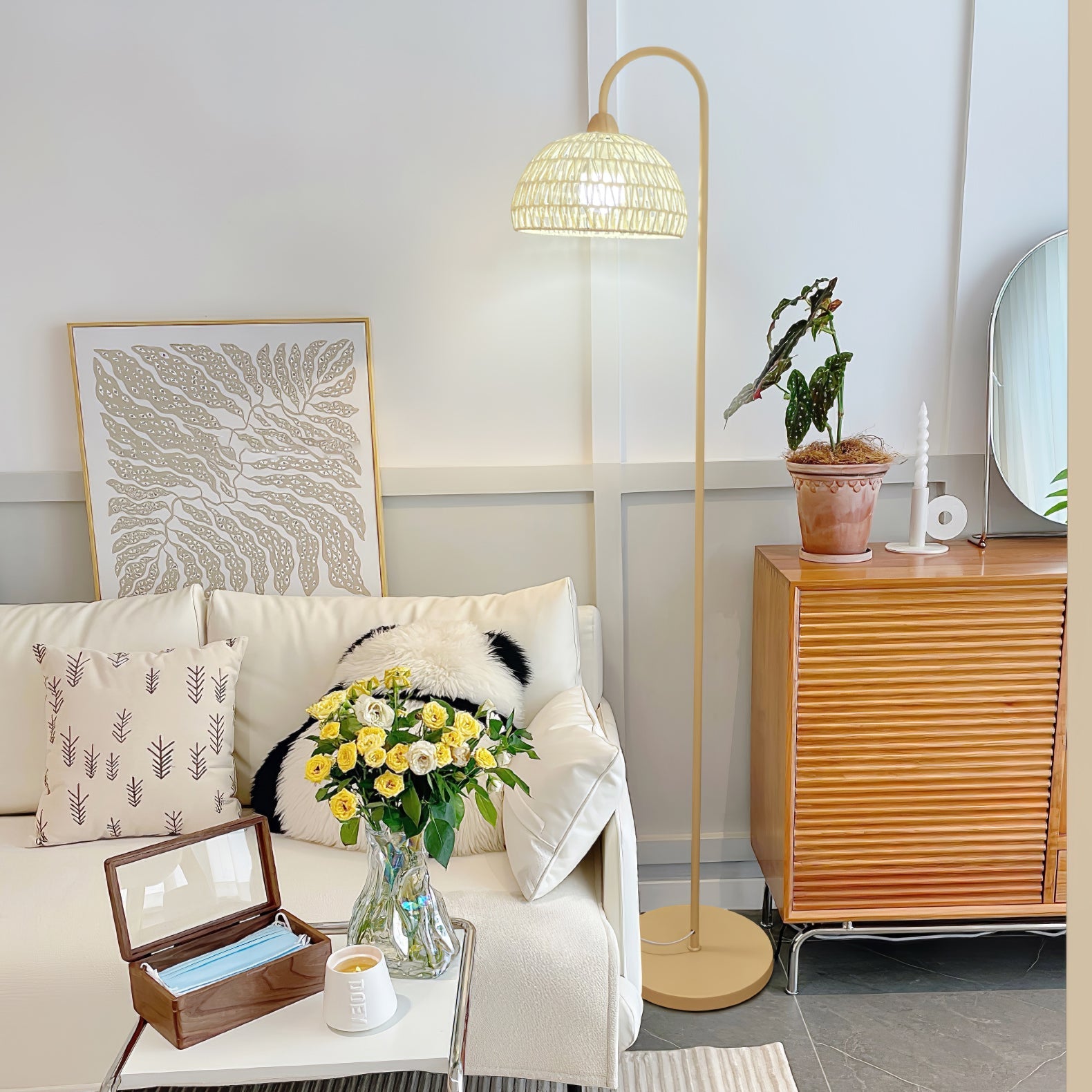Rattan Arch Floor Lamp - Blowlighting