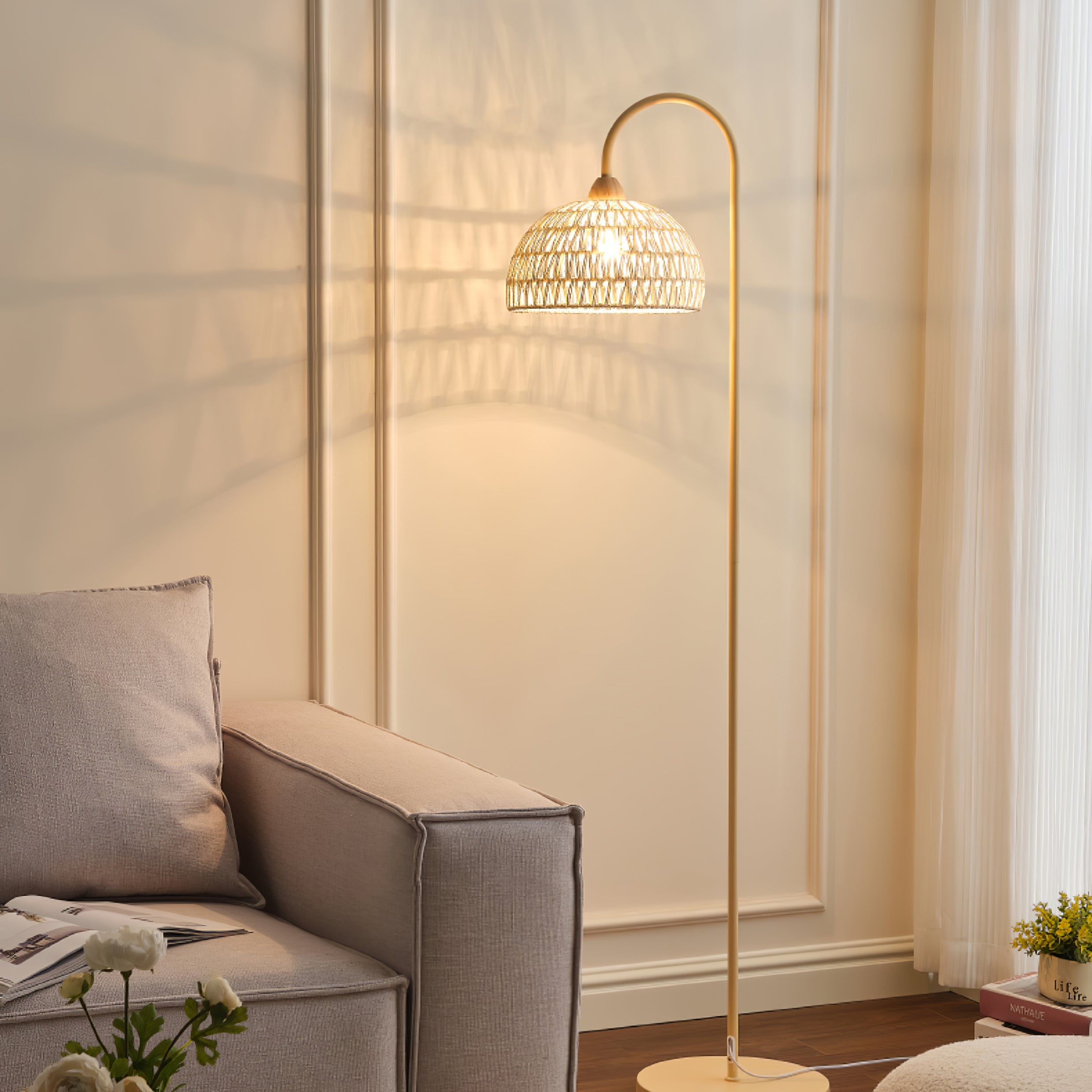 Rattan Arch Floor Lamp - Blowlighting