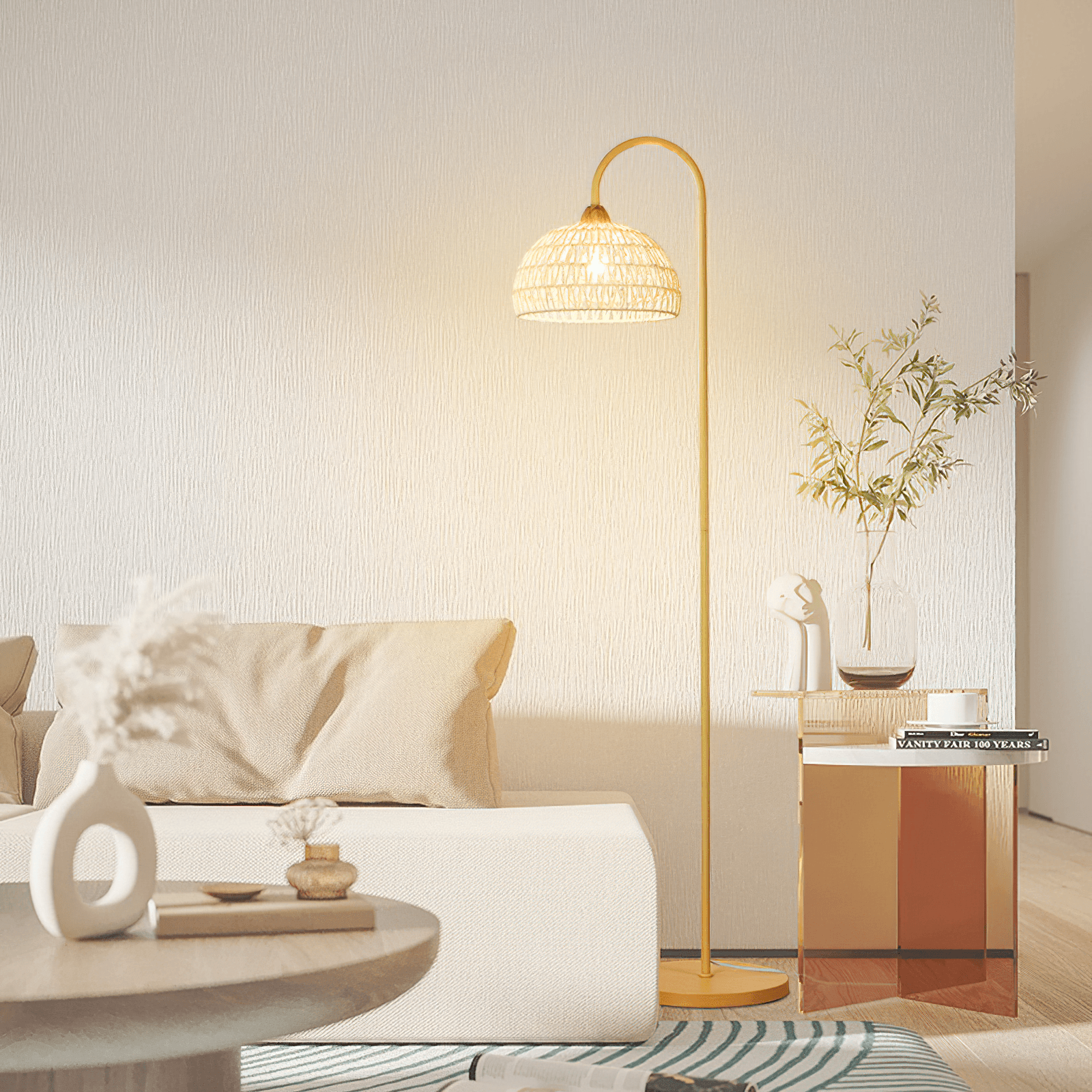 Rattan Arch Floor Lamp - Blowlighting