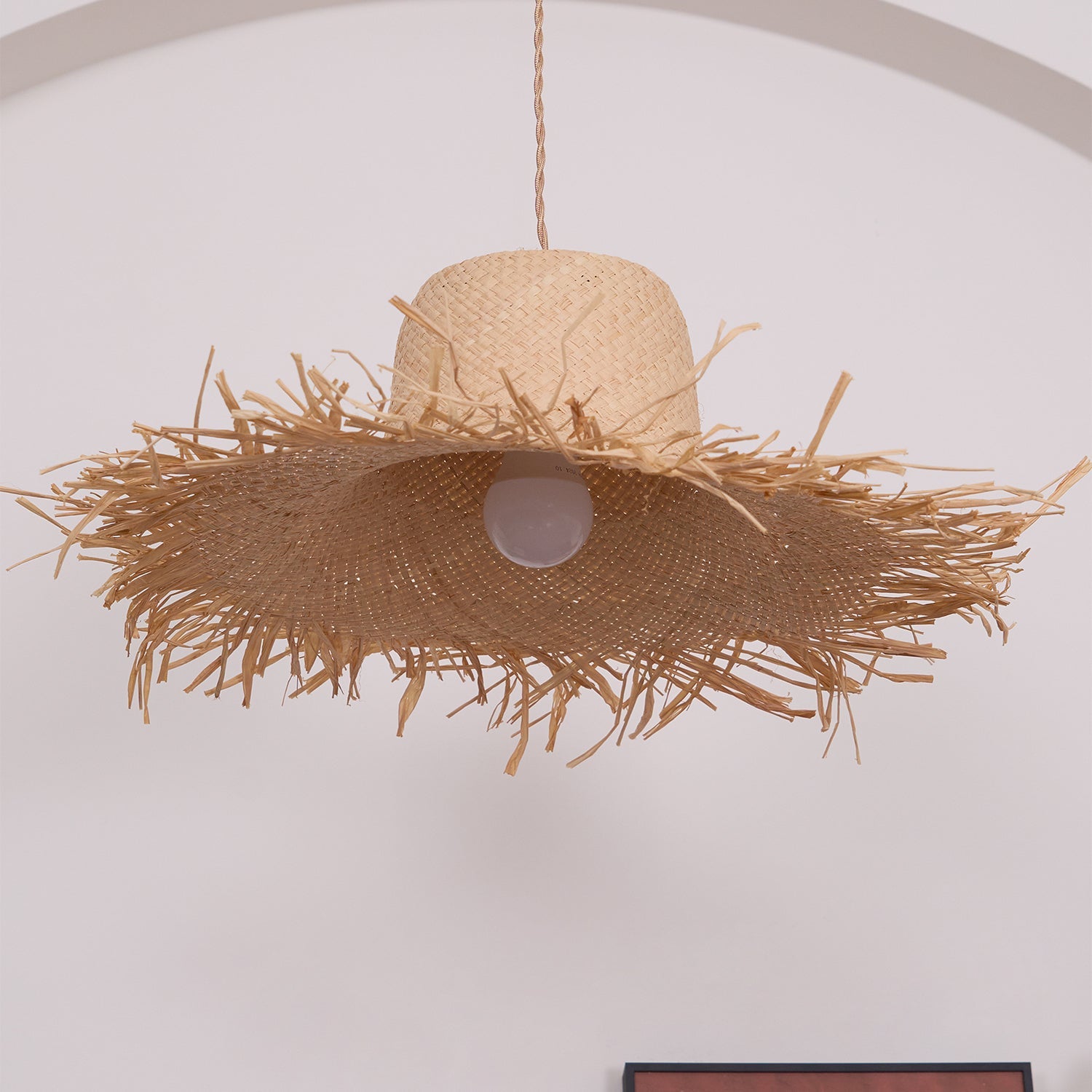 Rattan Straw Hat Pendant Light - Blowlighting