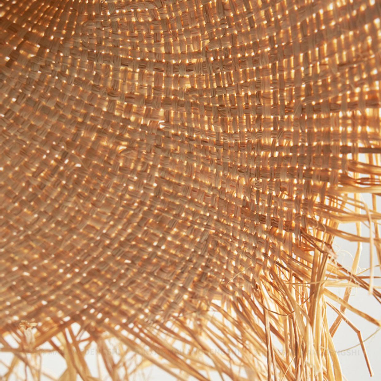 Rattan Straw Hat Pendant Light - Blowlighting