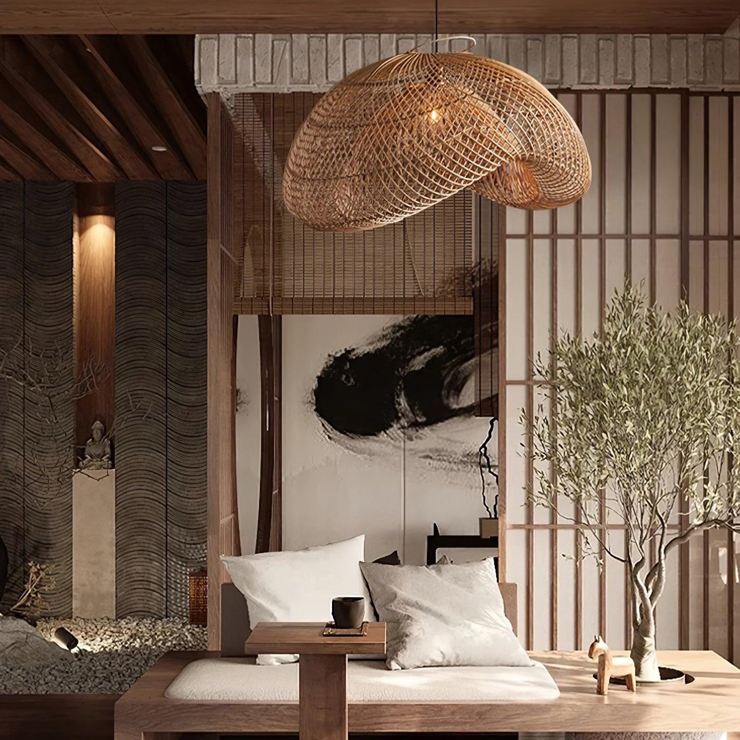 Rattan Wave Pendant Light - Blowlighting