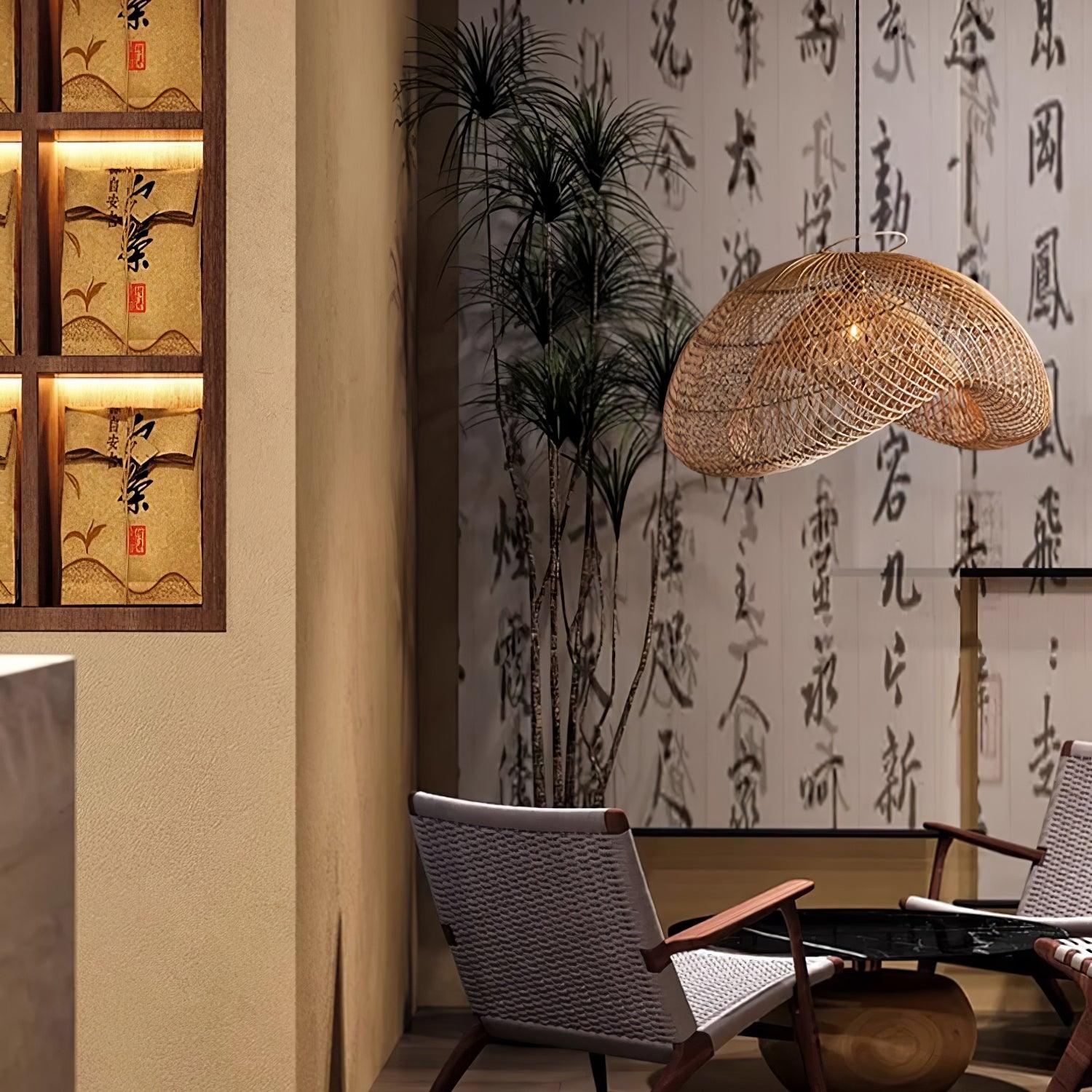 Rattan Wave Pendant Light - Blowlighting