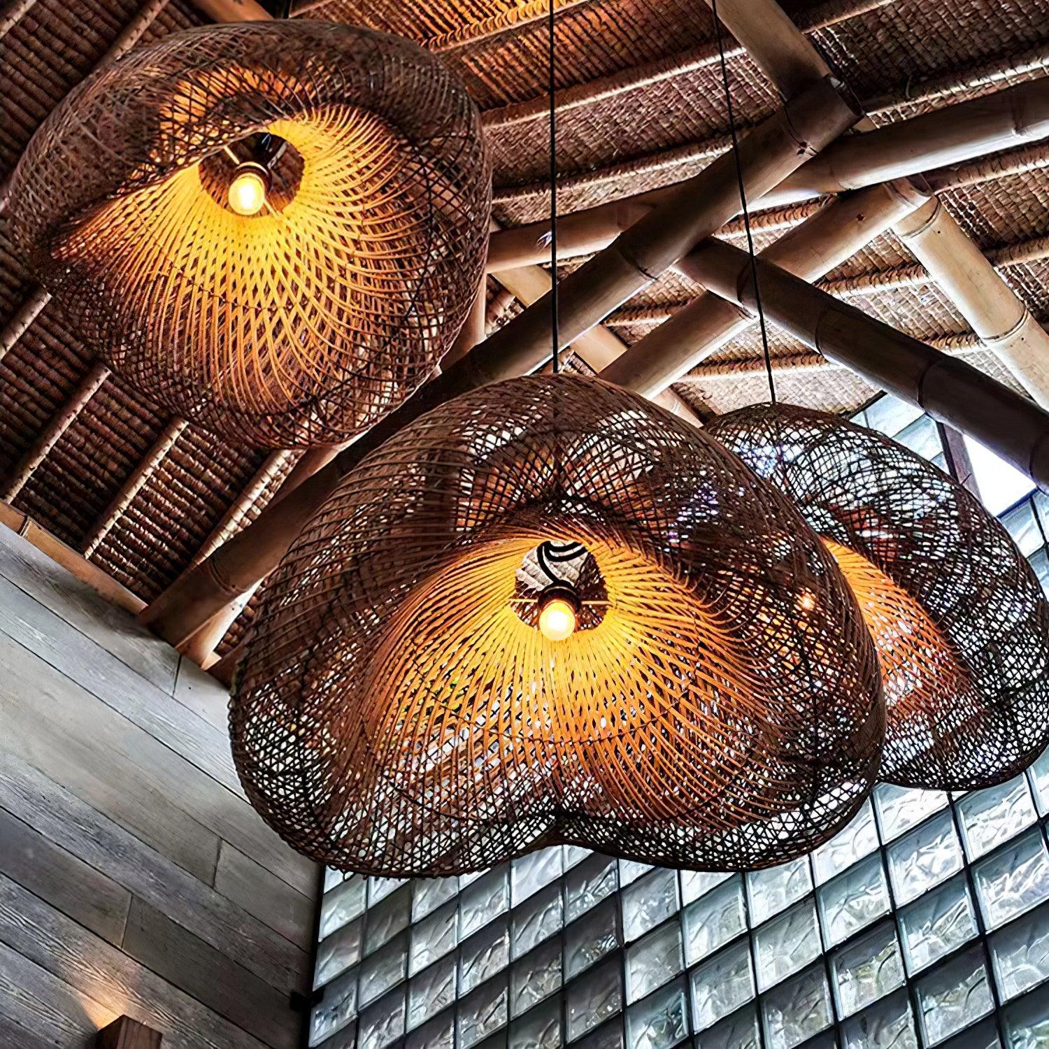 Rattan Wave Pendant Light - Blowlighting