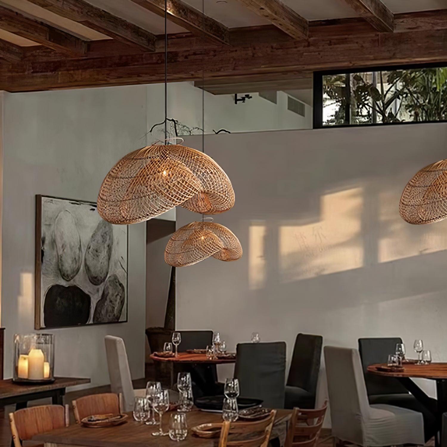 Rattan Wave Pendant Light - Blowlighting